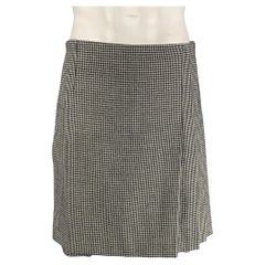 COMME des GARCONS BLACK Size L Black White Houndstooth Wool Pleated Skirt Shorts