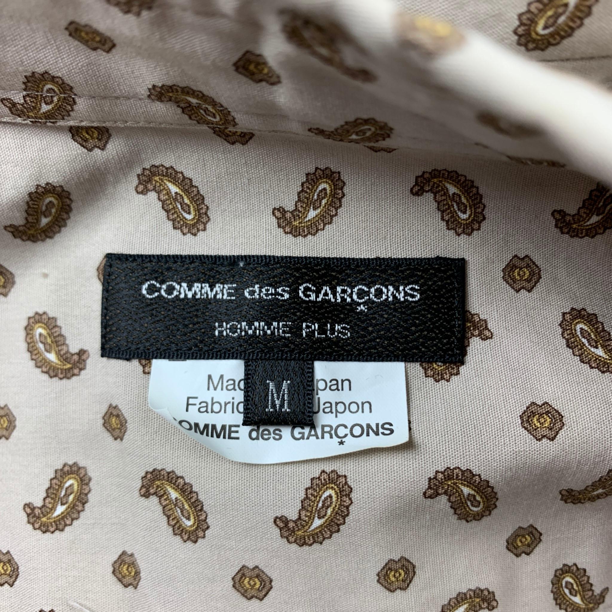 Men's COMME des GARCONS HOMME PLUS Size M Khaki Paisley Cotton Short Sleeve Shirt