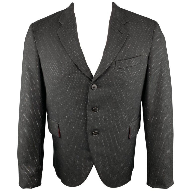 COMME des GARCONS HOMME PLUS Size M Metallic Black Wool Cropped Jacket ...