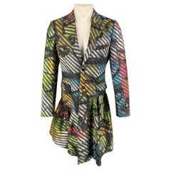 COMME des GARCONS HOMME PLUS Size M Multi-Color Stripe Wool Flared Coat
