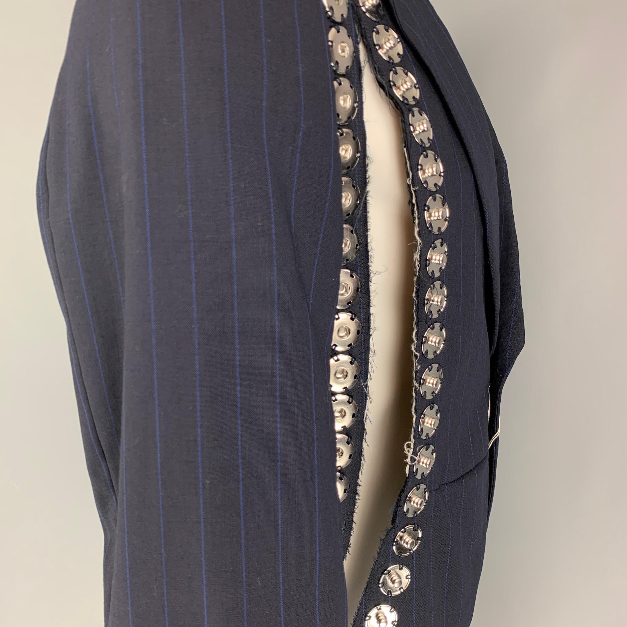 COMME des GARCONS HOMME PLUS Size M Navy Blue Stripe Wool Jacket 1