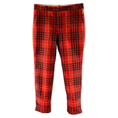Pantalon COMME des GARCONS HOMME PLUS, taille M, rouge, noir, jaune, motif tartan