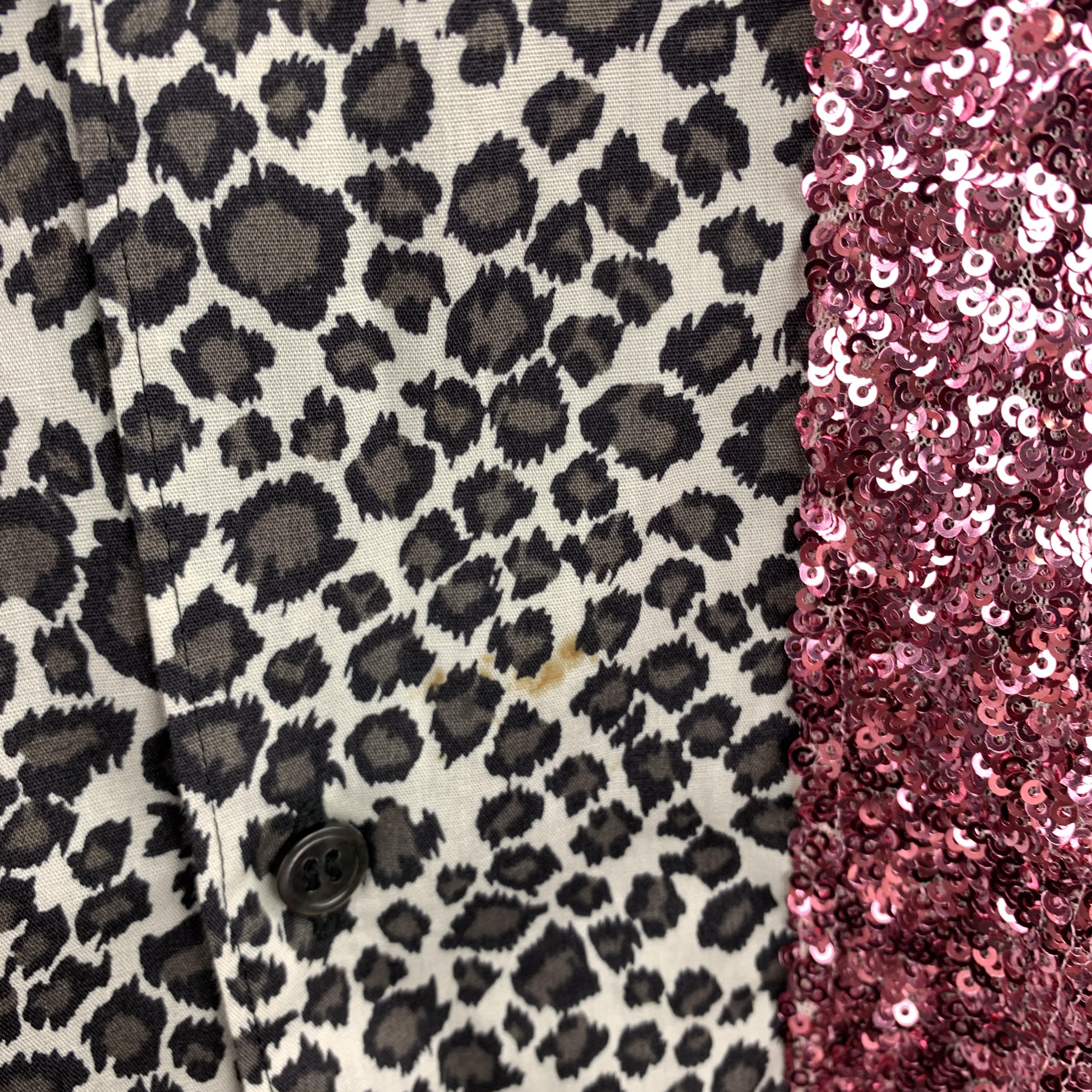COMME des GARCONS HOMME PLUS Size S Black Cotton Leopard & Pink Sequin Shirt In Excellent Condition In San Francisco, CA