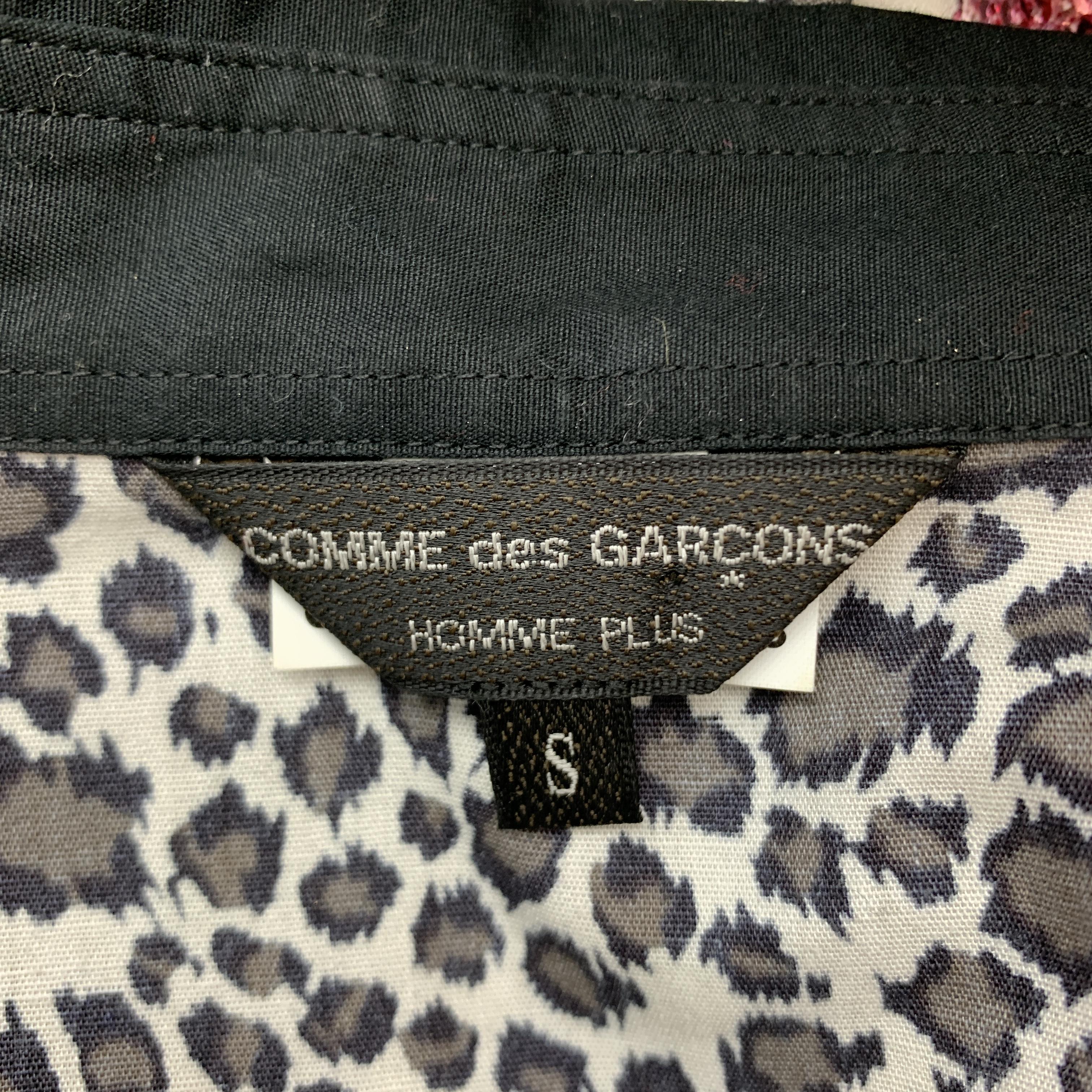 COMME des GARCONS HOMME PLUS Size S Black Cotton Leopard & Pink Sequin Shirt 1