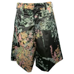 COMME des GARCONS HOMME PLUS Size S Black & Green Marbled Floral PVC Shorts