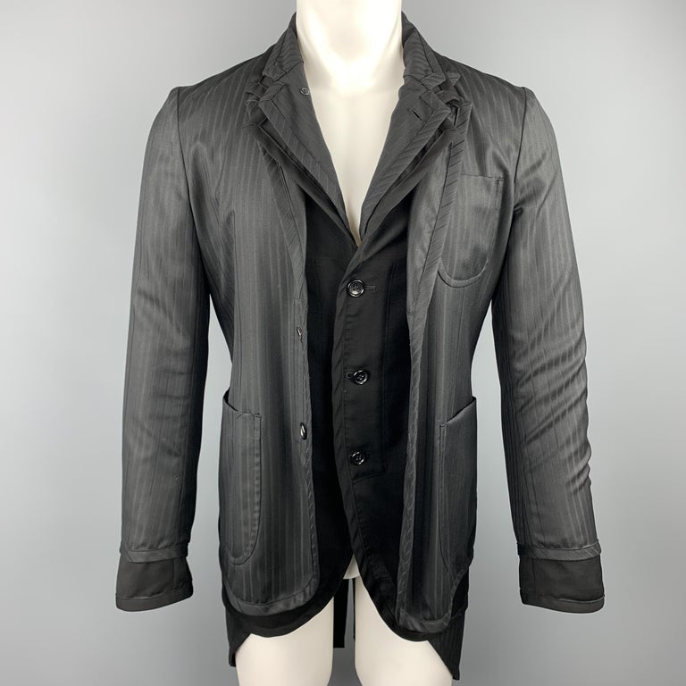 COMME des GARCONS HOMME PLUS Size S Black Mixed Fabrics Wool Blend Coat For  Sale at 1stDibs