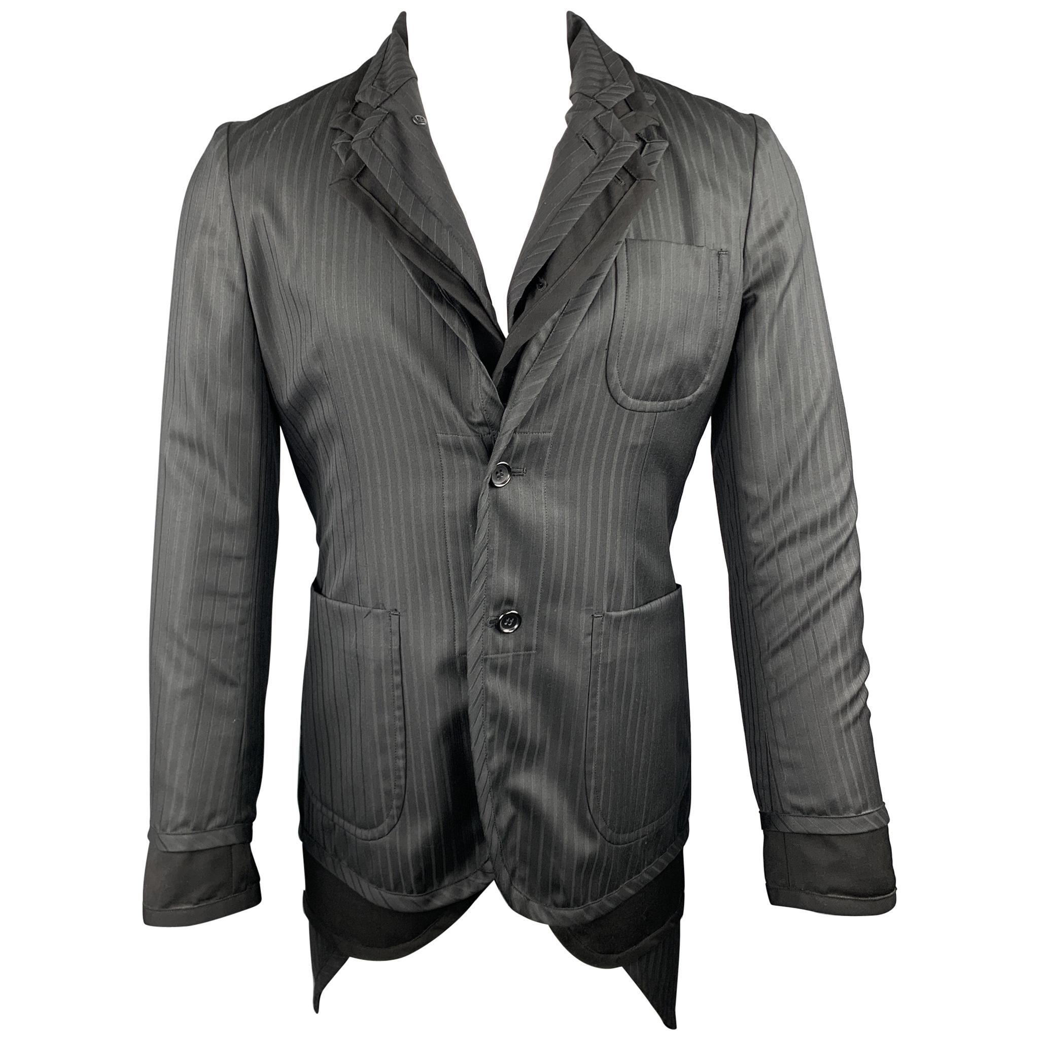 COMME des GARCONS HOMME PLUS Size S Black Mixed Fabrics Wool Blend Coat