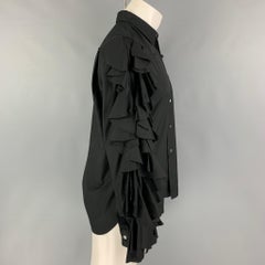 COMME des GARCONS HOMME PLUS Size S Black Ruffled Cotton Long Sleeve Shirt