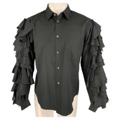 COMME des GARCONS HOMME PLUS Size S Black Ruffled Cotton Long Sleeve Shirt