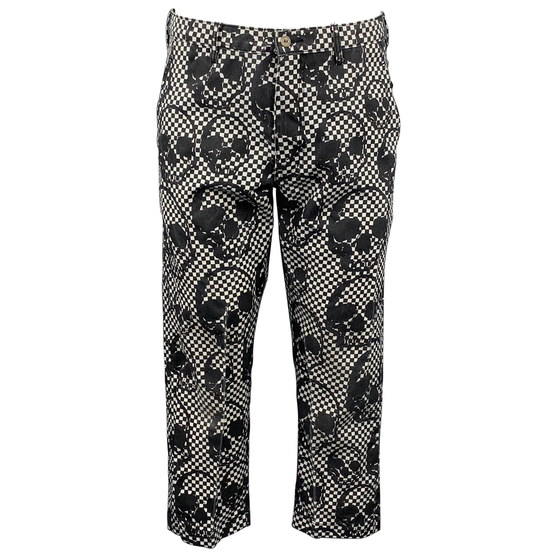 COMME des GARCONS HOMME PLUS Size S Black 
White Checkered Polyester Pants