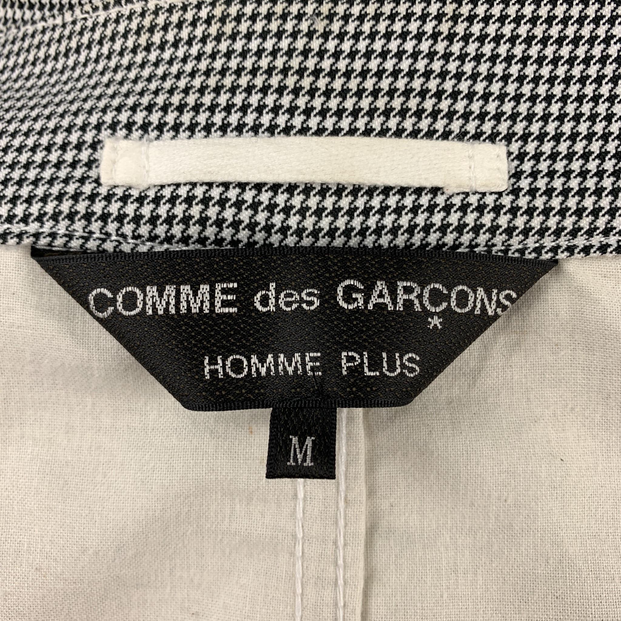 Men's COMME des GARCONS HOMME PLUS Size S Black & White Houndstooth Trenchcoat