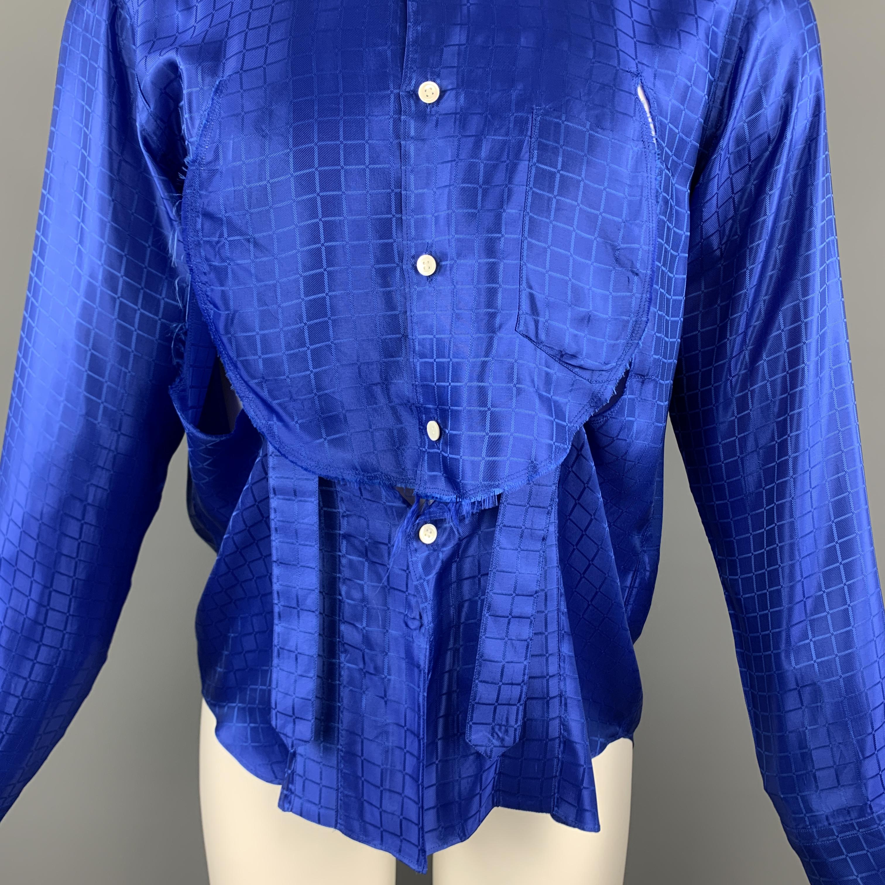 COMME des GARCONS HOMME PLUS Size S Royal Blue Window Pane Button Up Shirt In Excellent Condition In San Francisco, CA