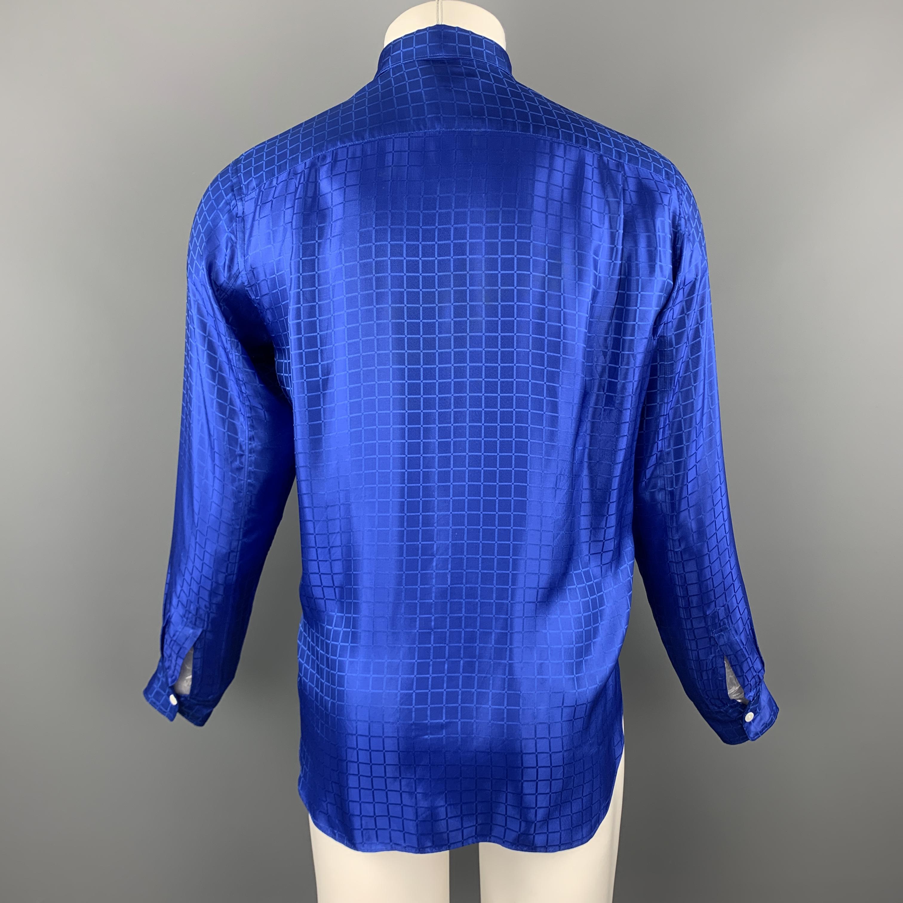 COMME des GARCONS HOMME PLUS Size S Royal Blue Window Pane Button Up Shirt 1