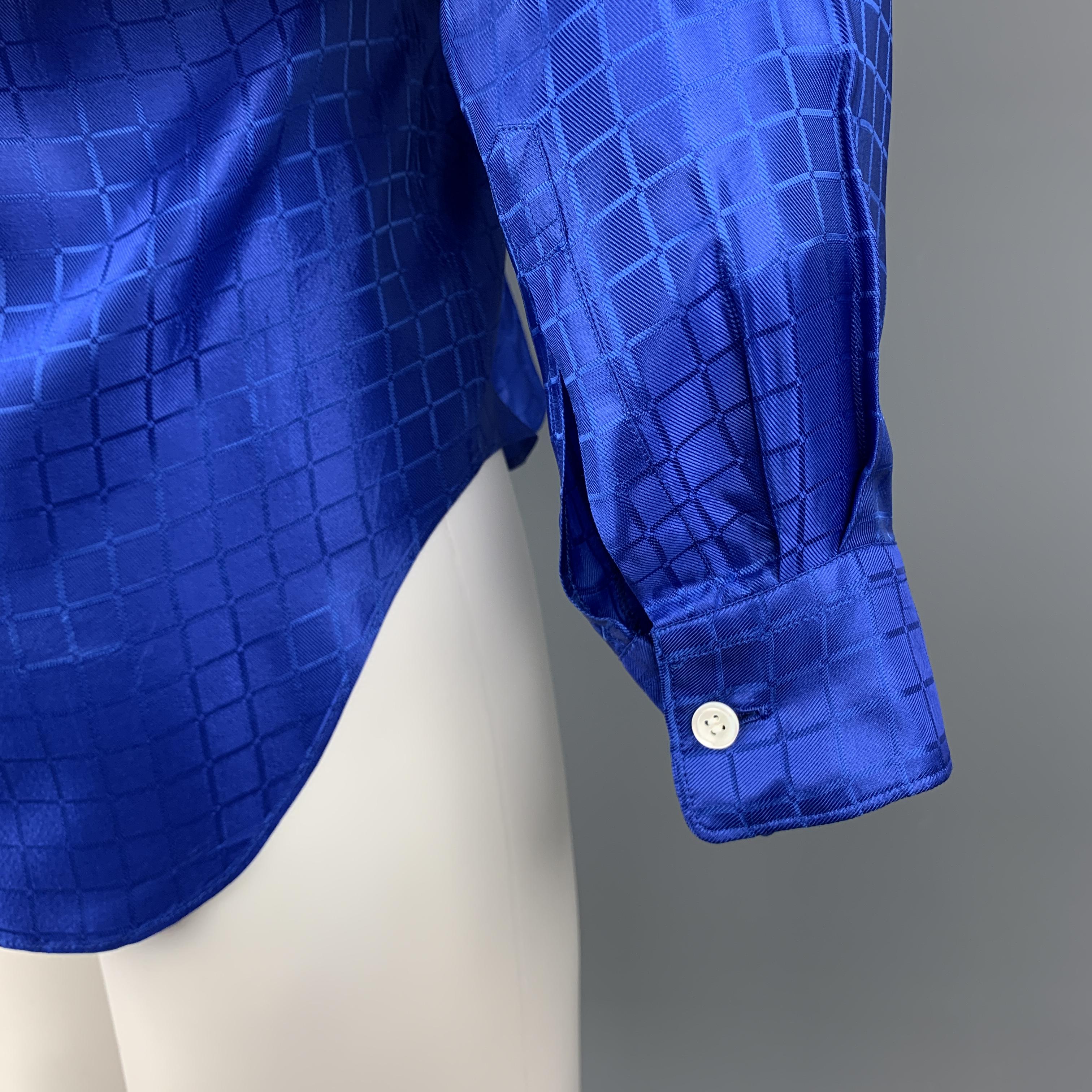 COMME des GARCONS HOMME PLUS Size S Royal Blue Window Pane Button Up Shirt 2