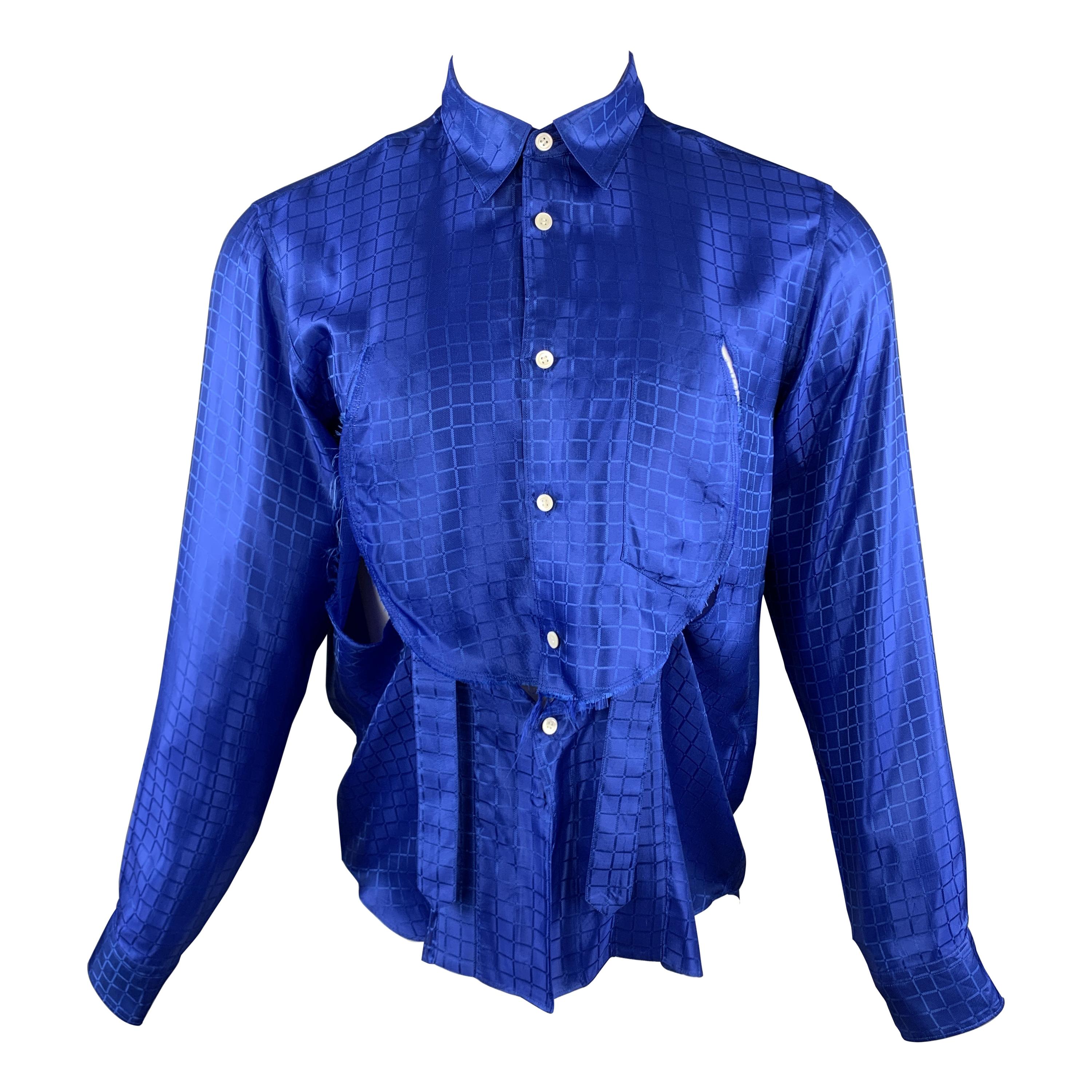 COMME des GARCONS HOMME PLUS Size S Royal Blue Window Pane Button Up Shirt