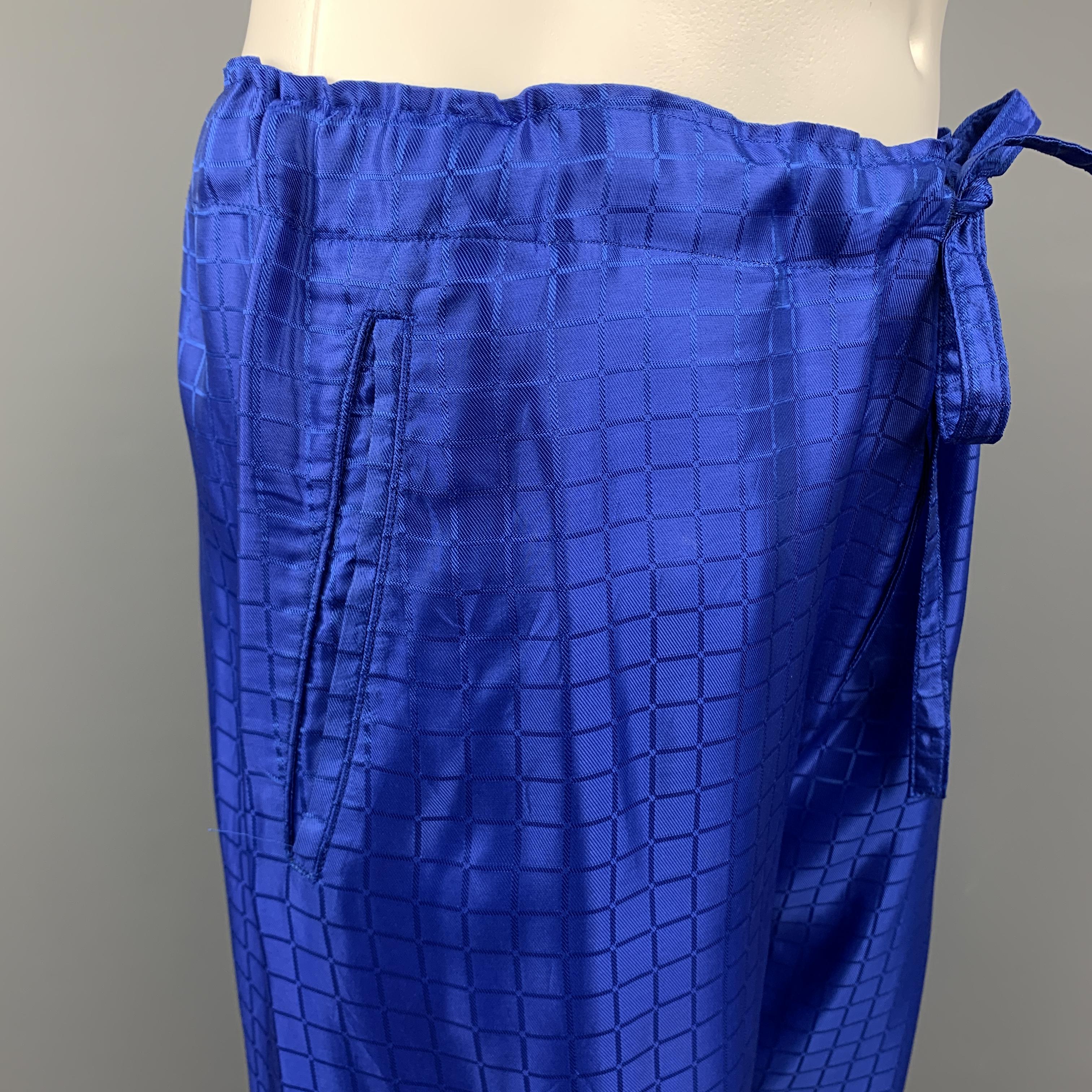 COMME des GARCONS HOMME PLUS Size S Royal Blue Window Pane Drawstring Pants In Excellent Condition In San Francisco, CA