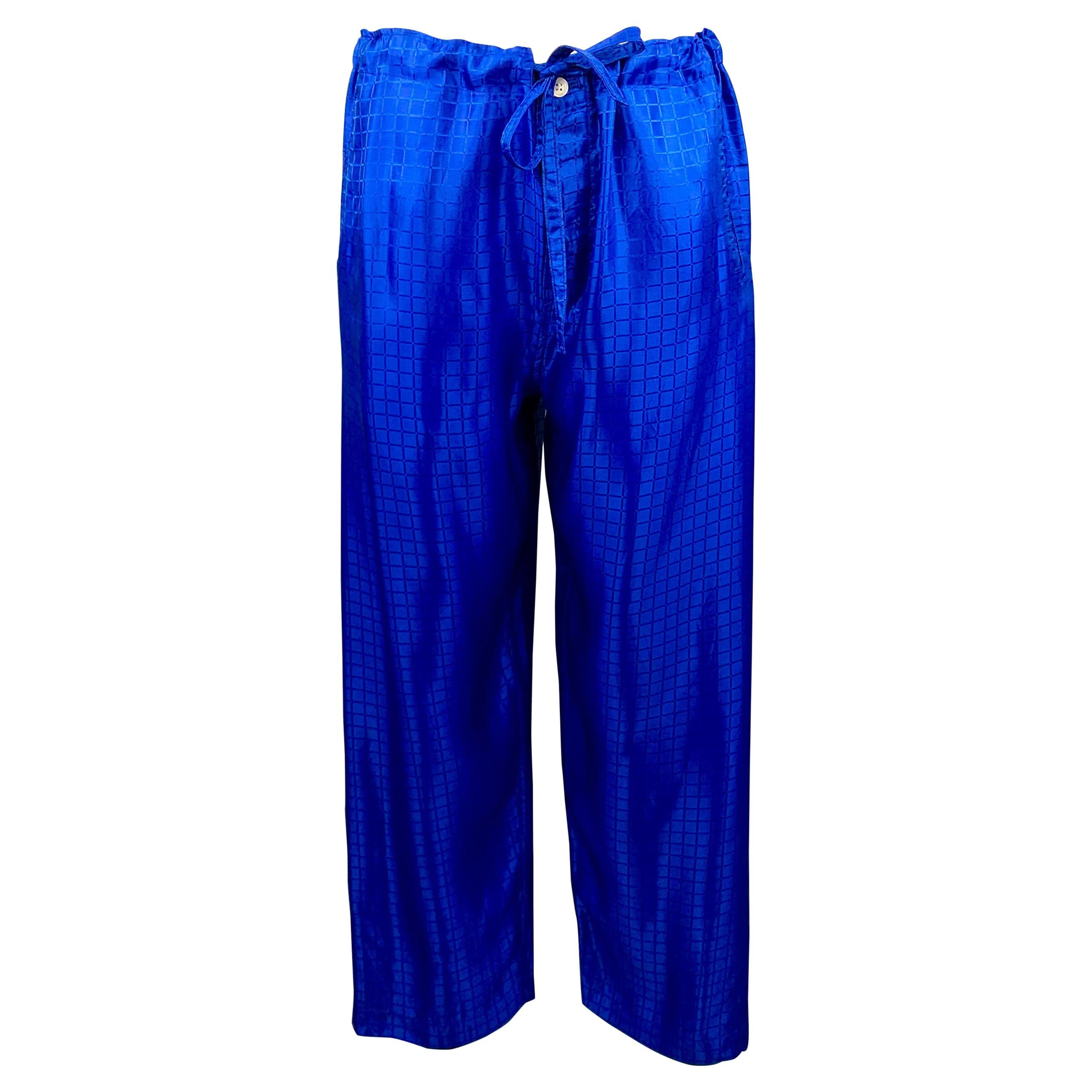 COMME des GARCONS HOMME PLUS Size S Royal Blue Window Pane Drawstring Pants