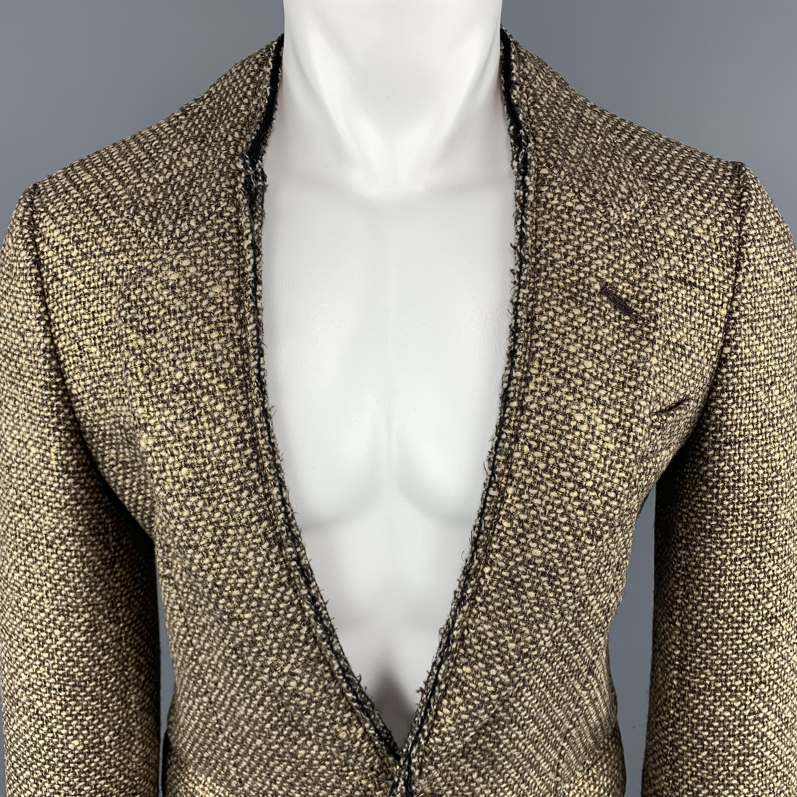 COMME des GARCONS HOMME PLUS Sport Coat comes in a gold tone in a tweed wool / nylon material, with an 