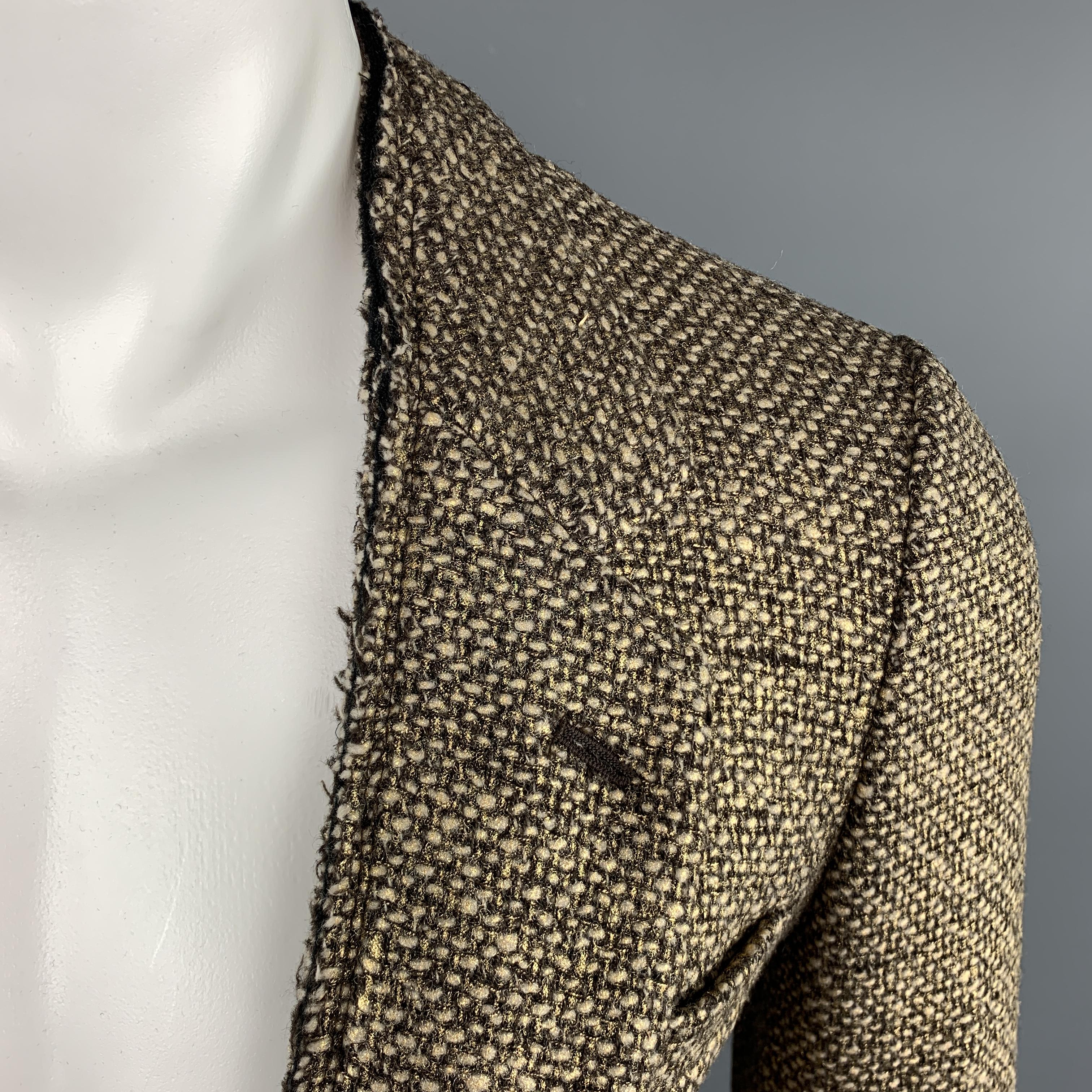 Brown COMME des GARCONS HOMME PLUS Size S Tweed Gold Wool / Nylon Sport Coat