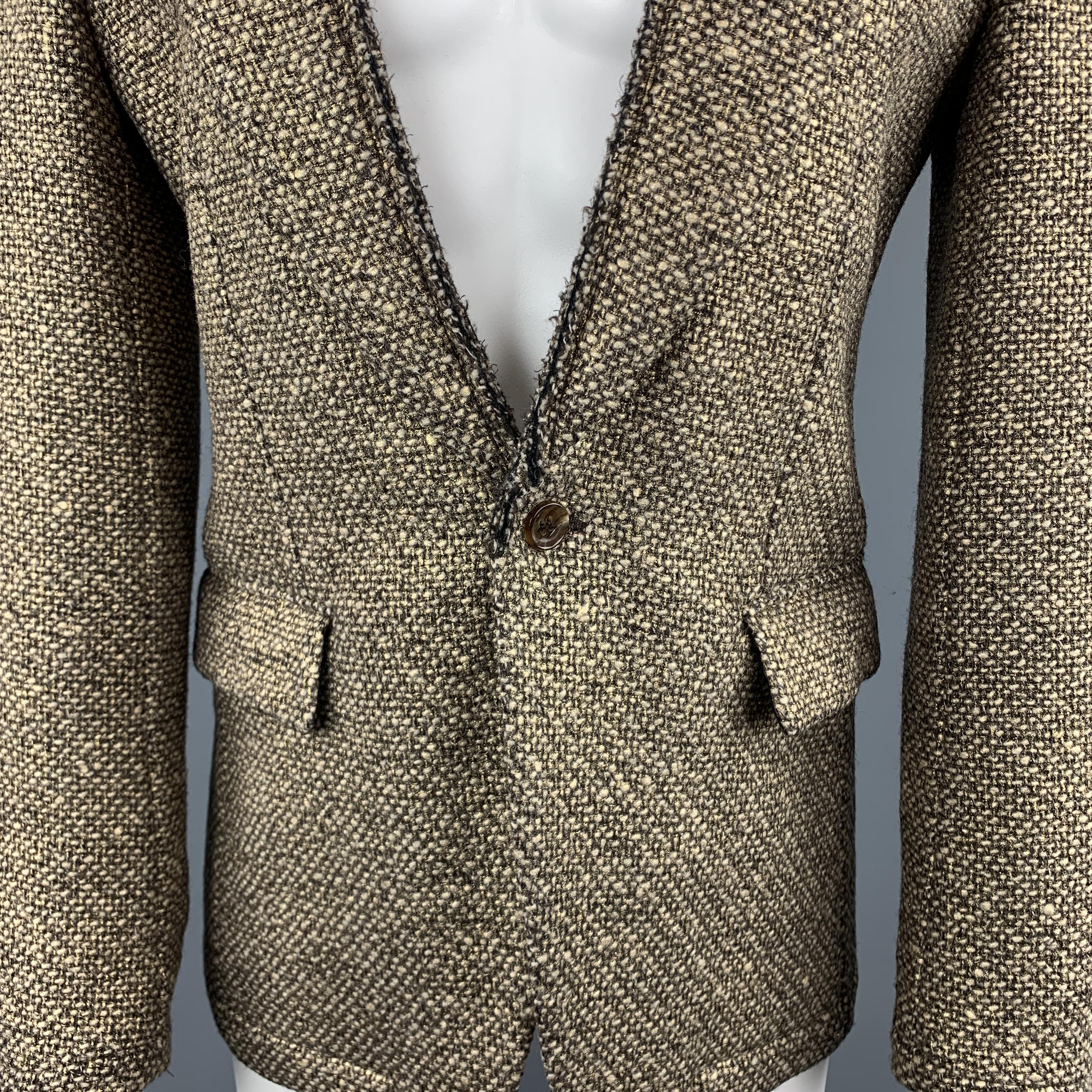 COMME des GARCONS HOMME PLUS Size S Tweed Gold Wool / Nylon Sport Coat In Excellent Condition In San Francisco, CA