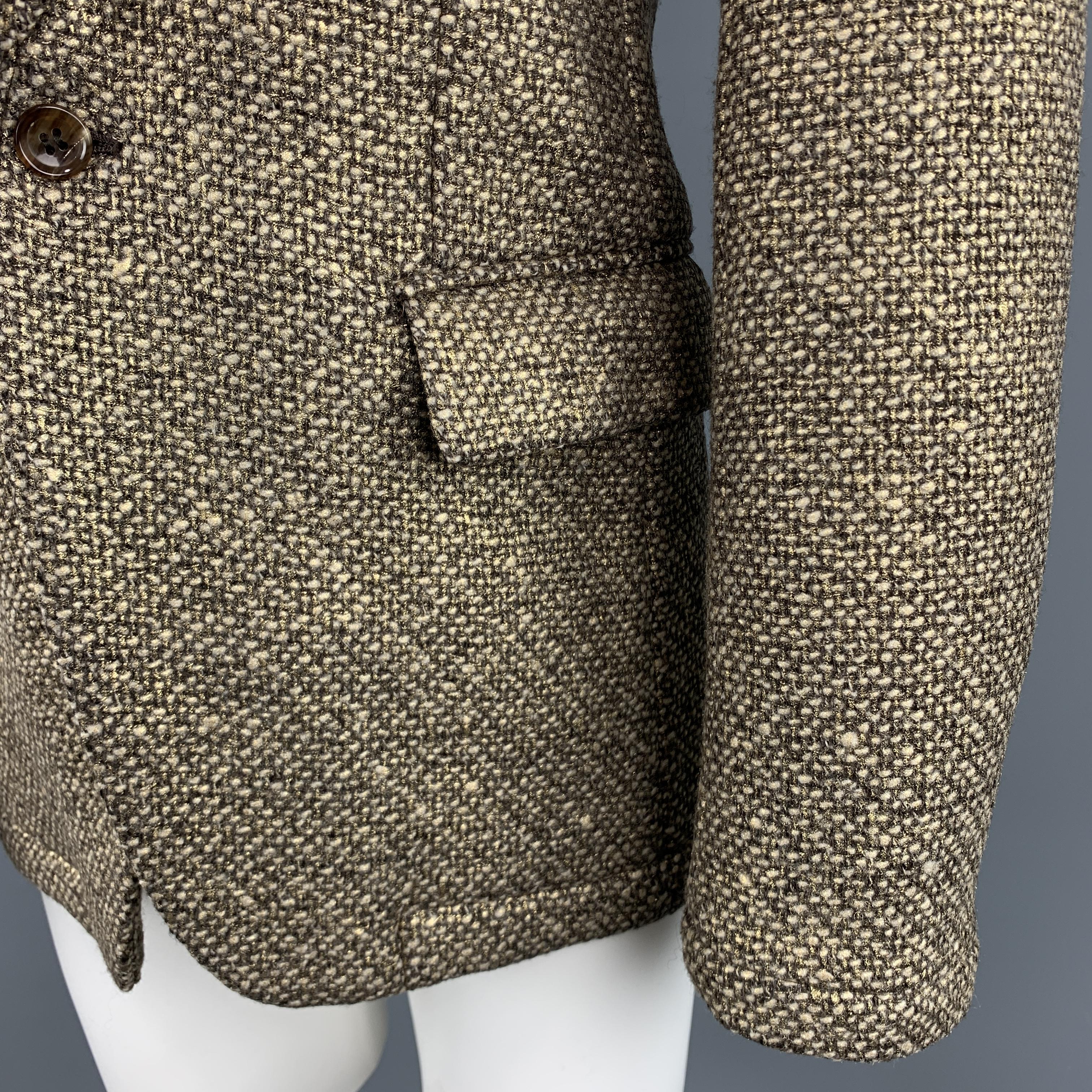 Men's COMME des GARCONS HOMME PLUS Size S Tweed Gold Wool / Nylon Sport Coat
