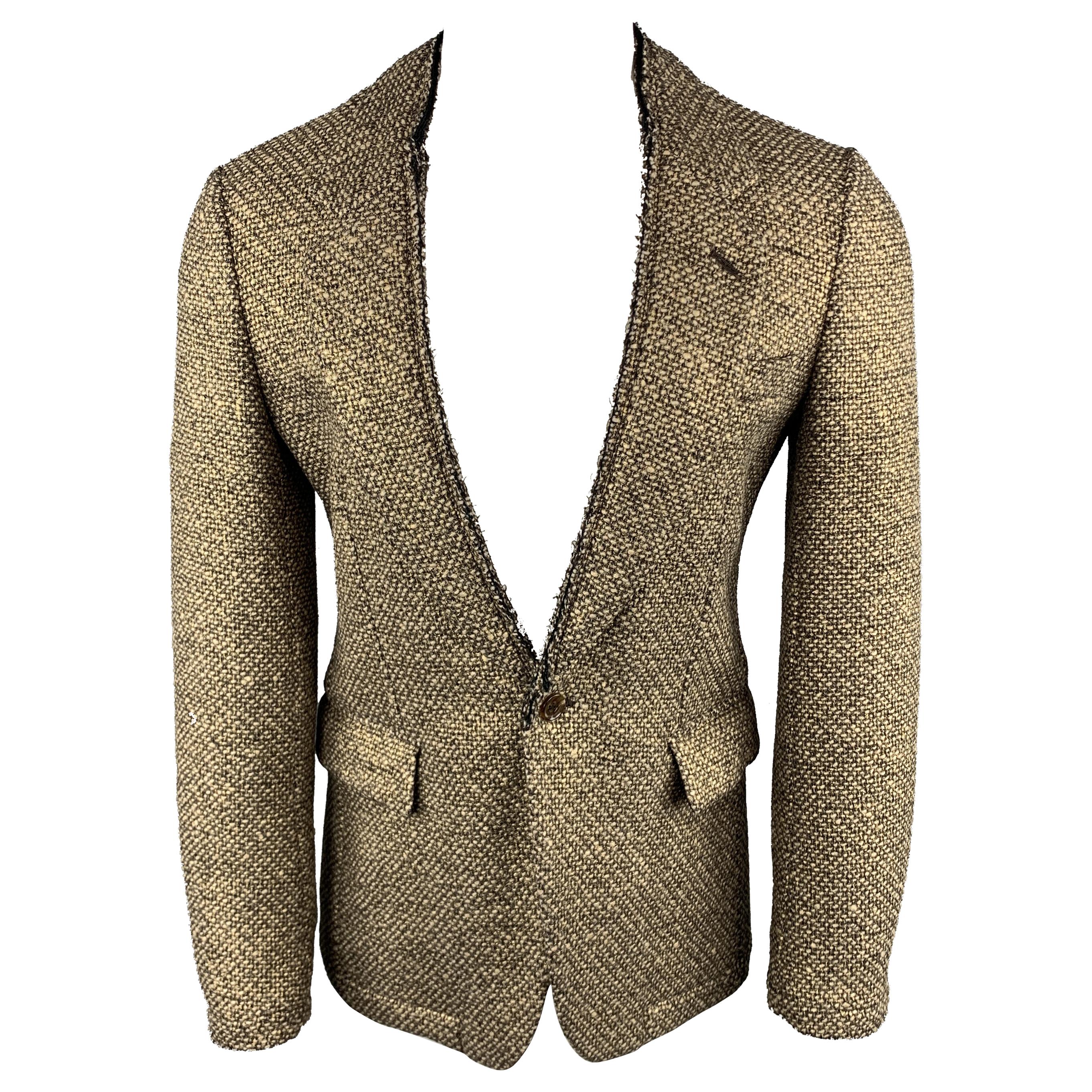 COMME des GARCONS HOMME PLUS Size S Tweed Gold Wool / Nylon Sport Coat