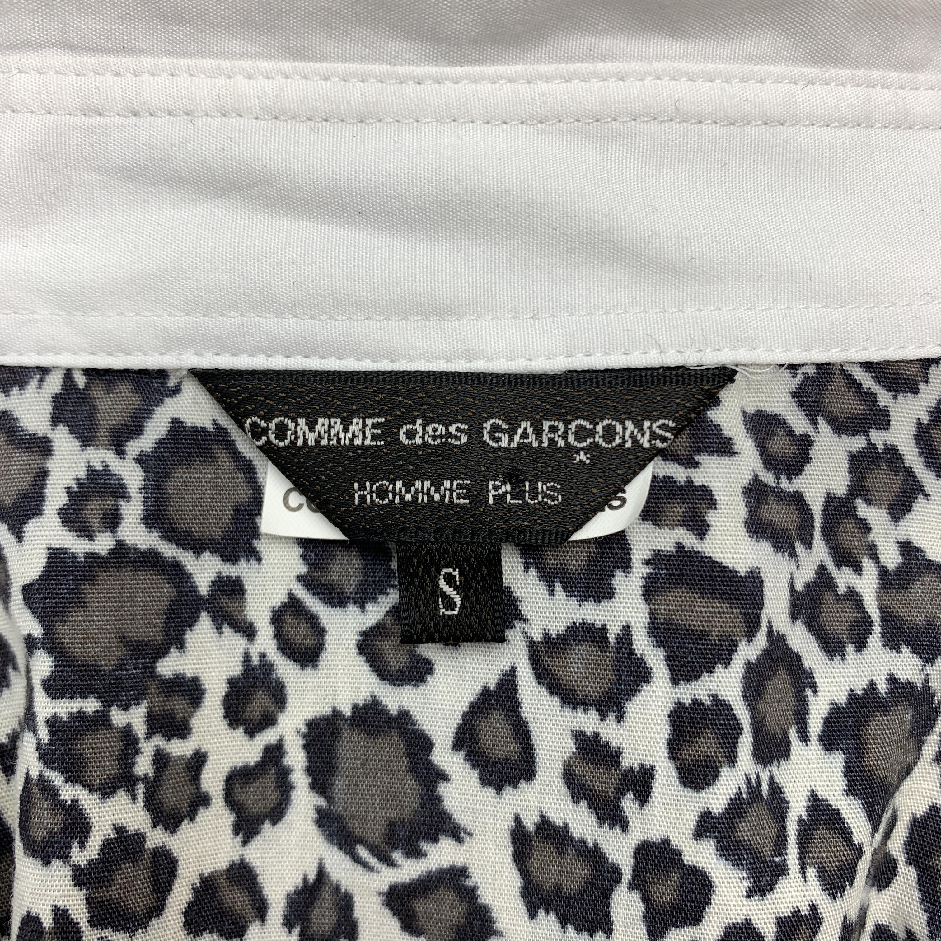 Men's COMME des GARCONS HOMME PLUS Size S White Cotton Leopard & Green Sequin Stripe S
