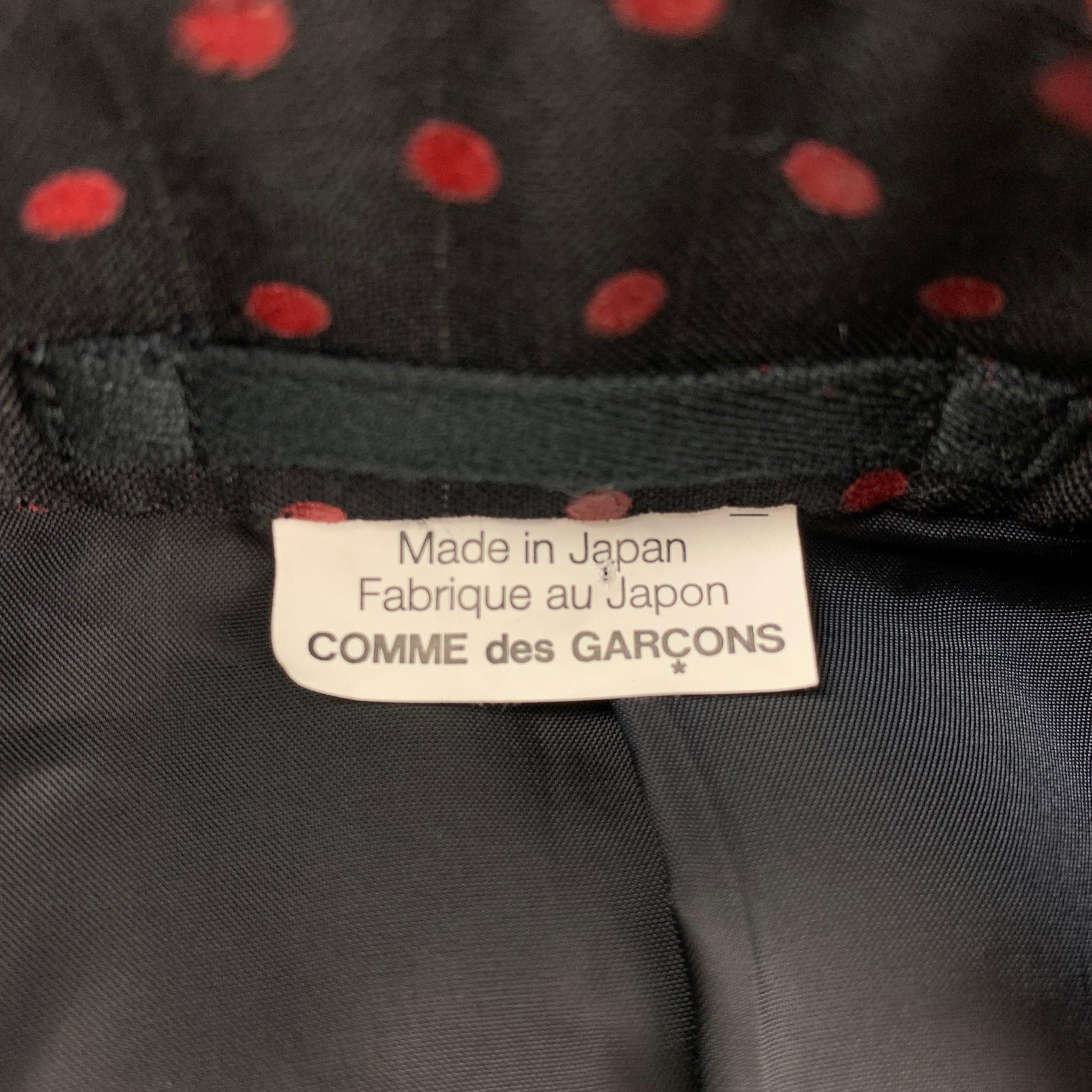 COMME des GARCONS HOMME PLUS Size XL Black & Red Polka Dots Wool Coat 3