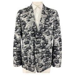 COMME des GARCONS HOMME PLUS Size XL Black White Skulls Cotton Sport Coat