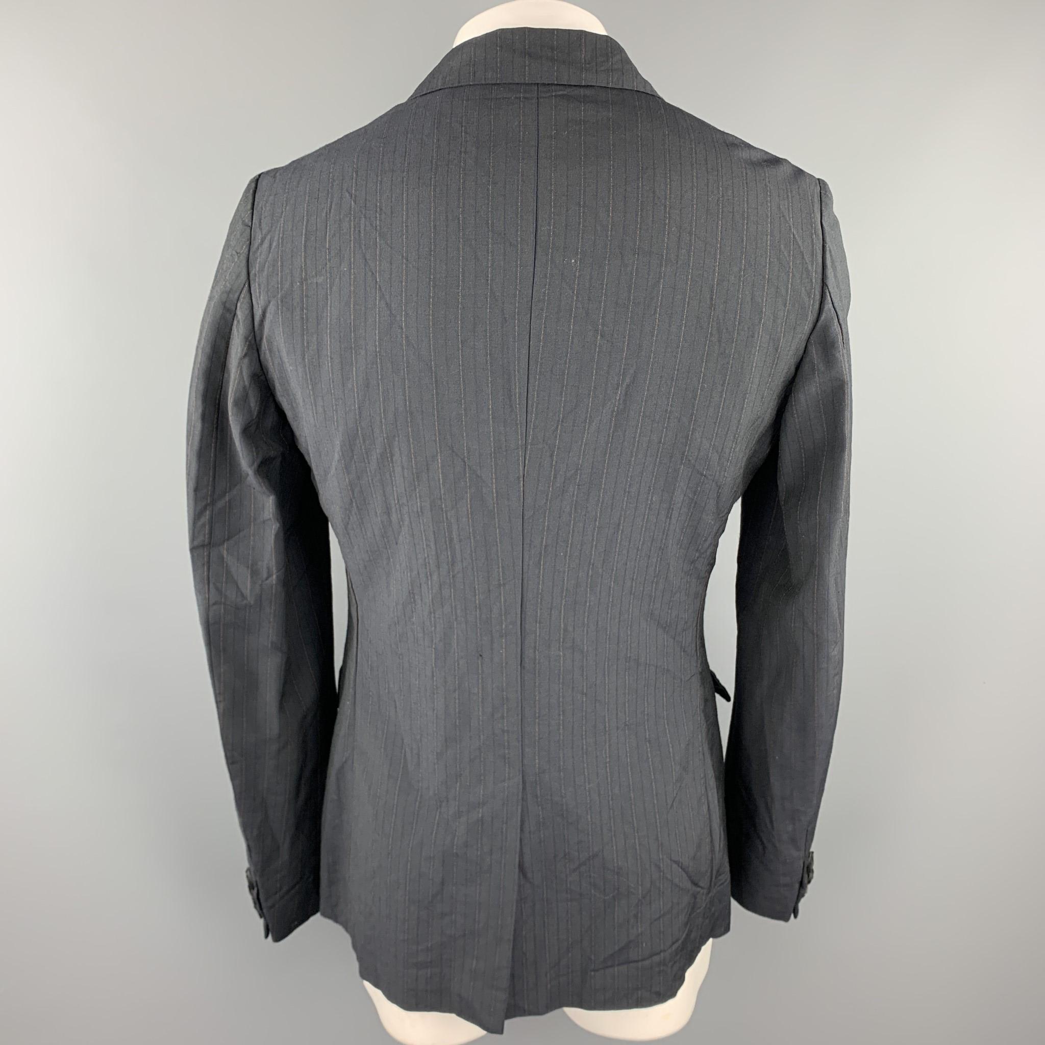 Black COMME des GARCONS HOMME PLUS Size XL Slate Vertical Stripe Wool Blend Sport Coat