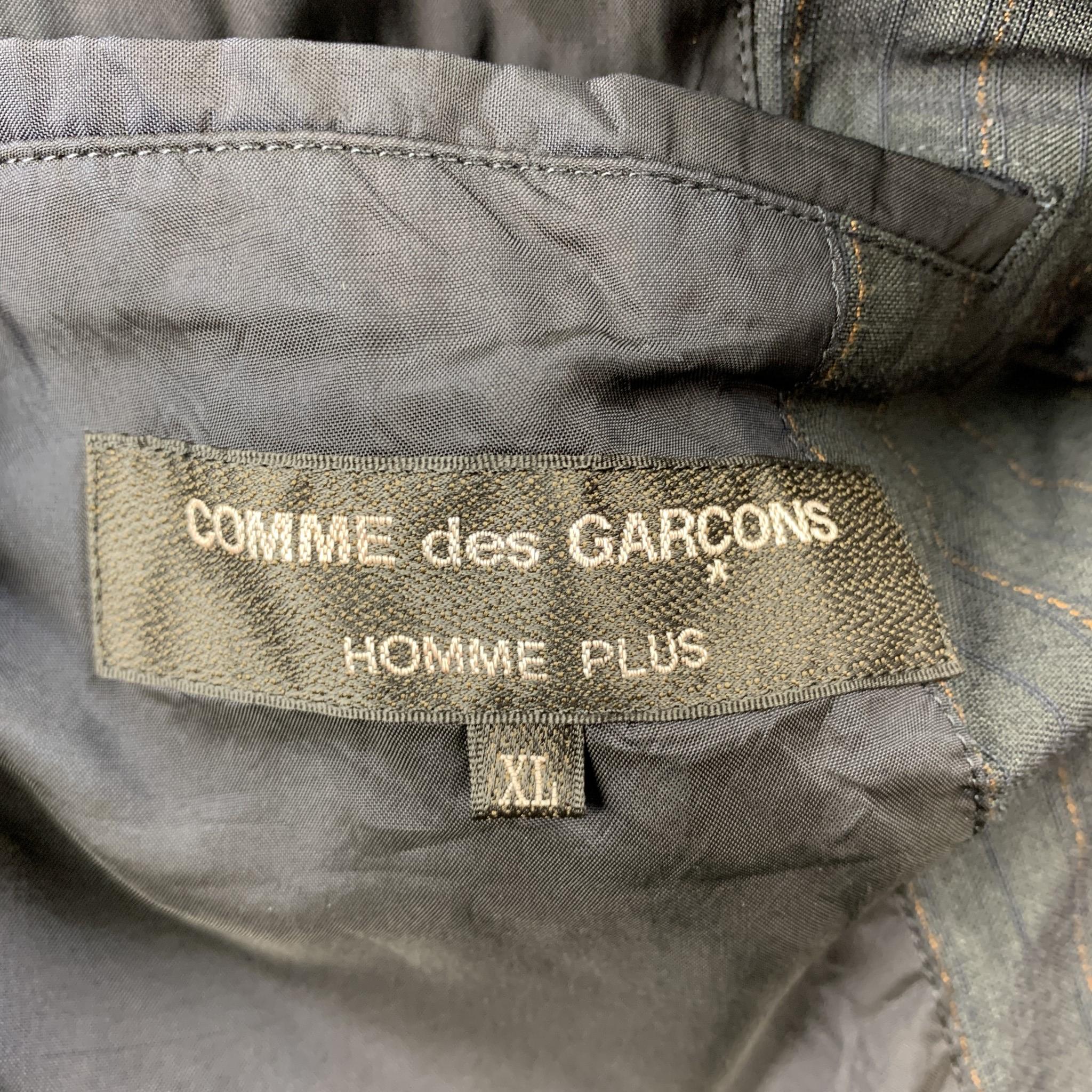 COMME des GARCONS HOMME PLUS Size XL Slate Vertical Stripe Wool Blend Sport Coat 2
