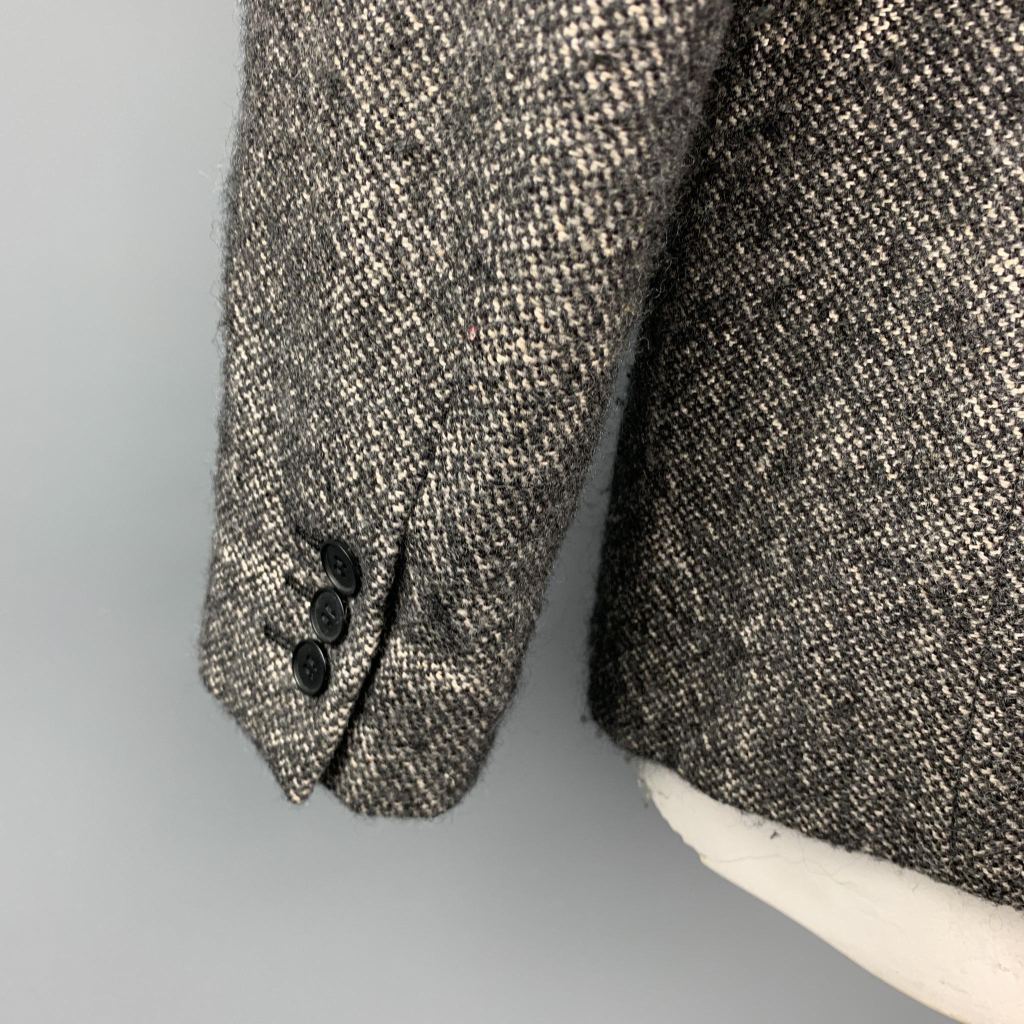 COMME des GARCONS HOMME PLUS Size XL Taupe & Black Tweed Linen / Wool Peak Lapel 1