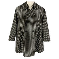 COMME des GARCONS HOMME PLUS Size XS Black White Polka Dot Polyester Coat