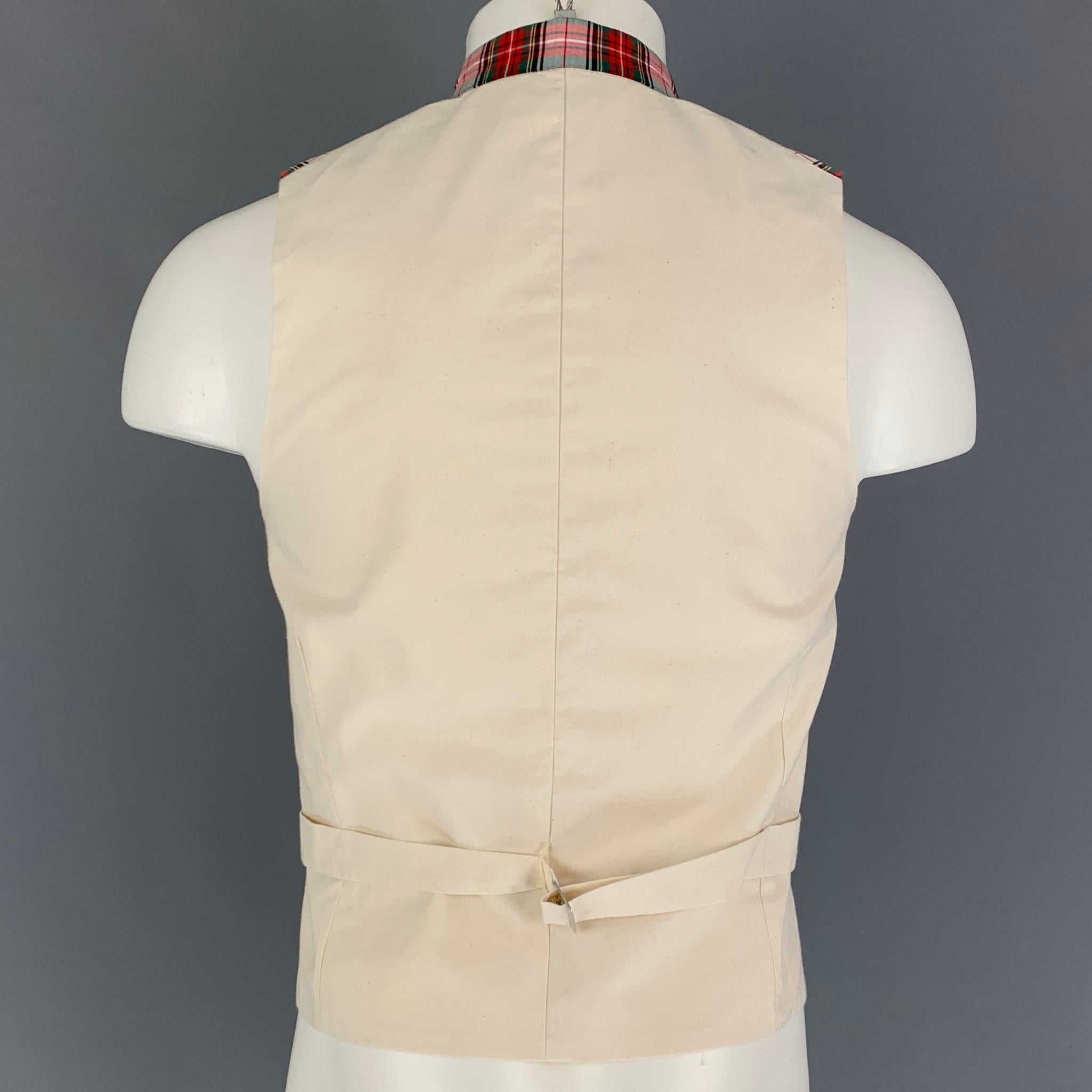 Brown COMME des GARCONS HOMME PLUS SS 16 Size M White Red Green Plaid Vest