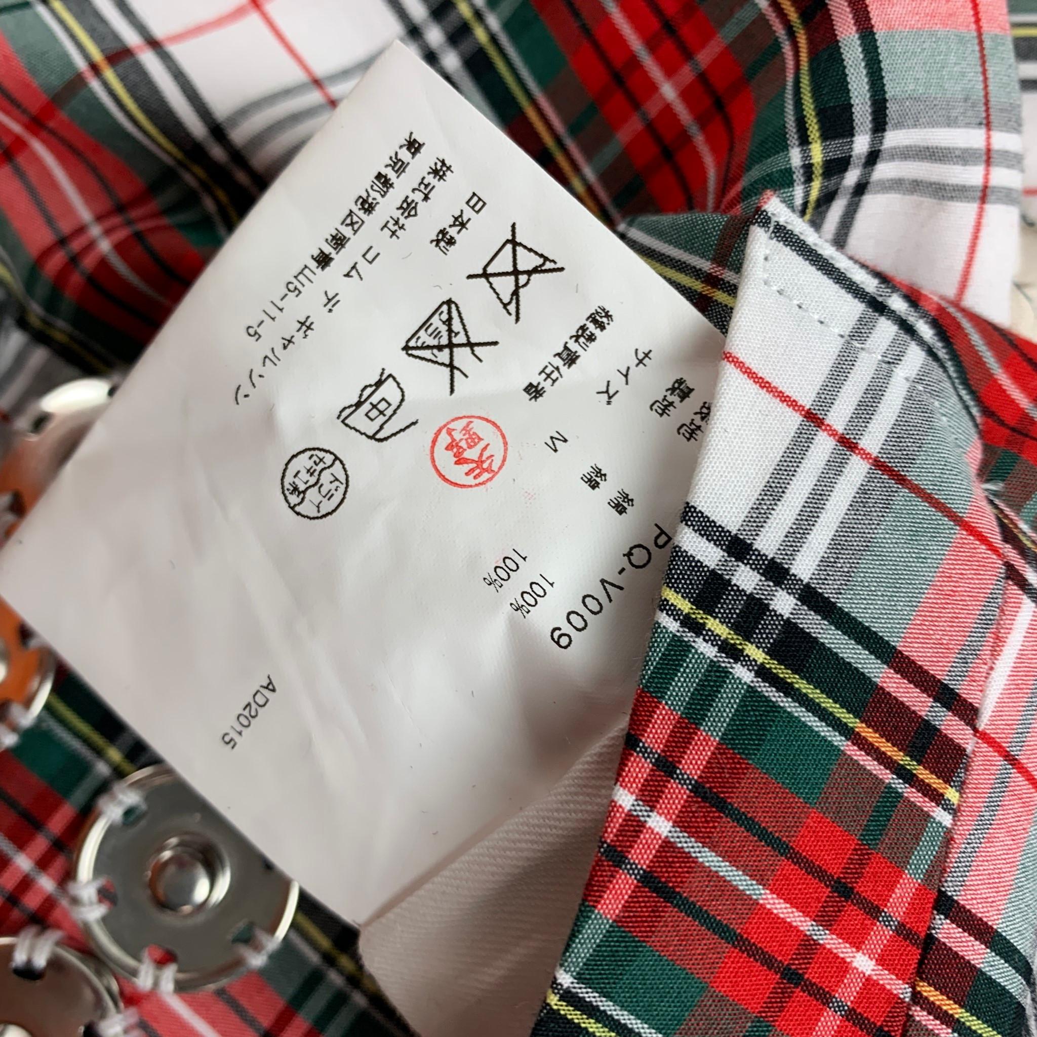 COMME des GARCONS HOMME PLUS SS 16 Size M White Red Green Plaid Vest In New Condition In San Francisco, CA