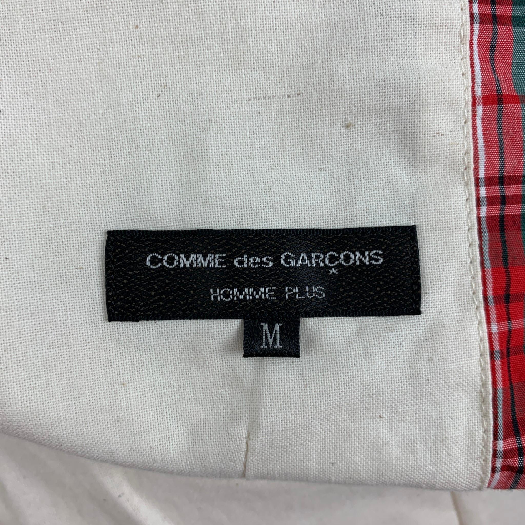 COMME des GARCONS HOMME PLUS SS 16 Size M White Red Green Plaid Vest 2