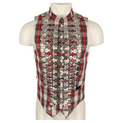 COMME des GARCONS HOMME PLUS SS 16 Size M White Red Green Plaid Vest