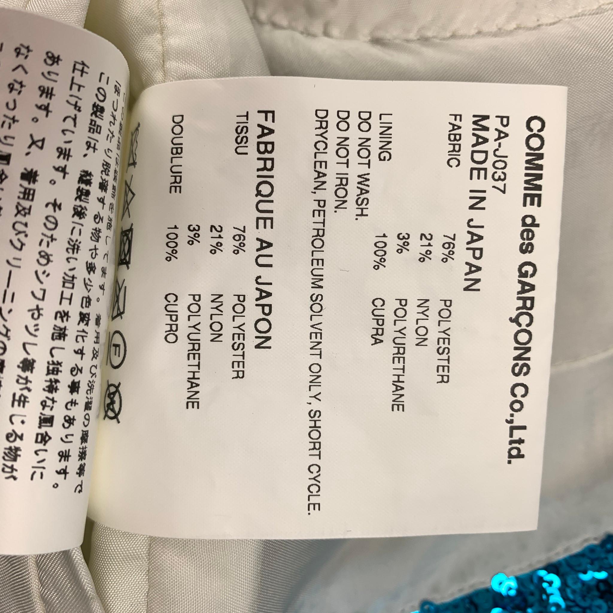 COMME des GARCONS HOMME PLUS SS 18 Size S Aqua Sequined Polyester Blend Jacket In Good Condition In San Francisco, CA