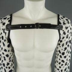 COMME des GARCONS HOMME PLUS White & Black Spotted Faux Fur Sleeves Harness