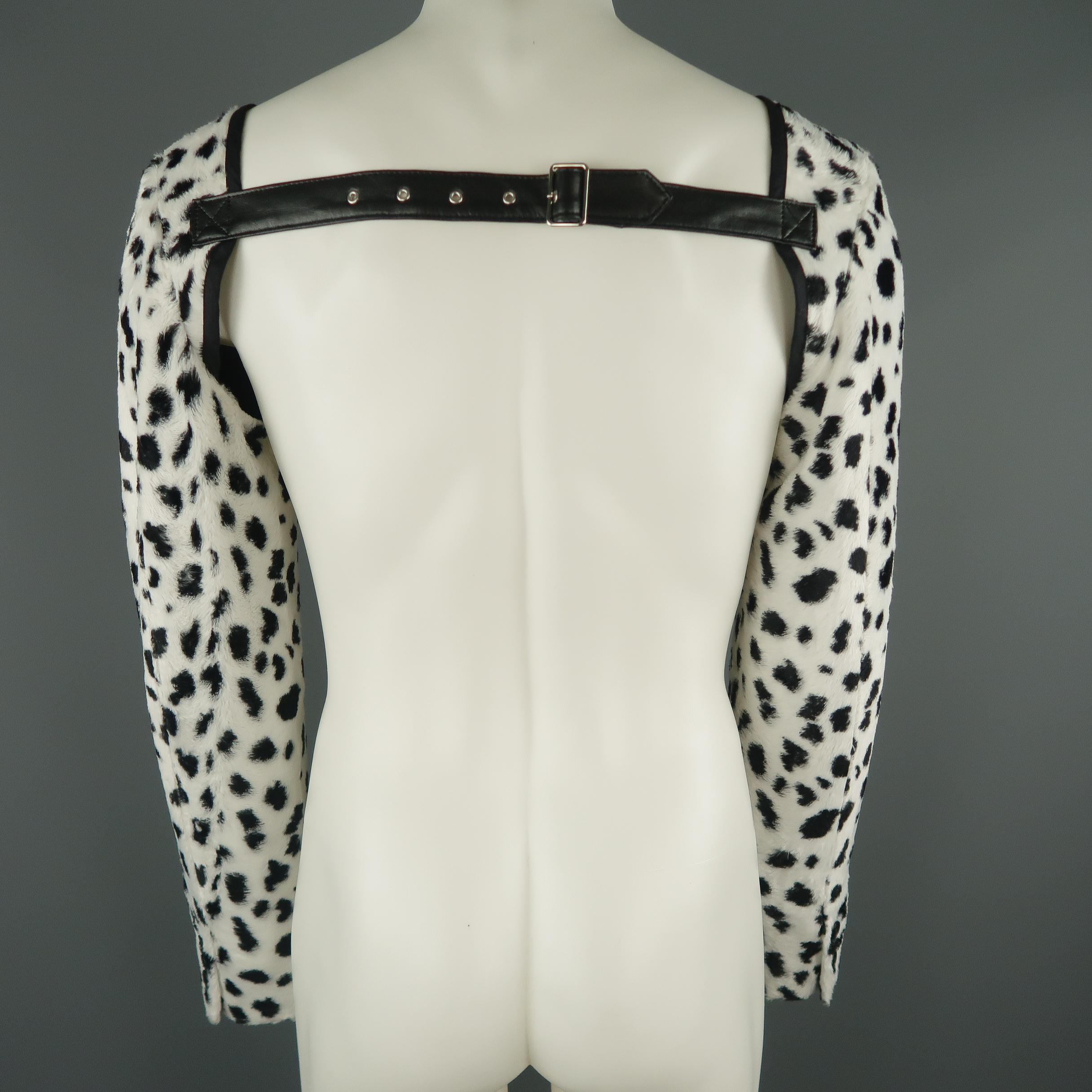COMME des GARCONS HOMME PLUS White & Black Spotted Faux Fur Sleeves Harness In Good Condition In San Francisco, CA