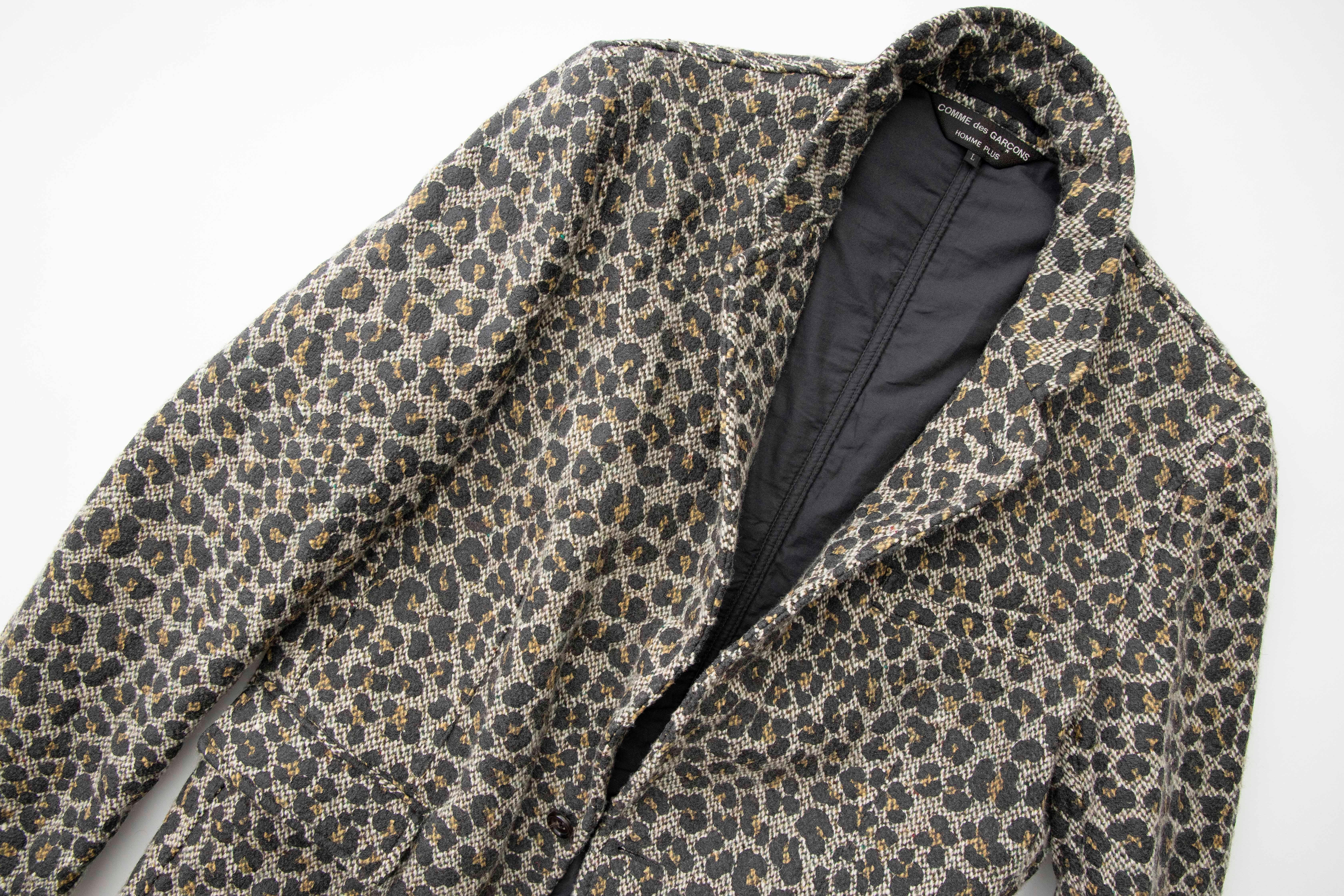 Comme des Garcons Homme Plus Wool Tweed Leopard Print Blazer, Fall 2009 For Sale 3