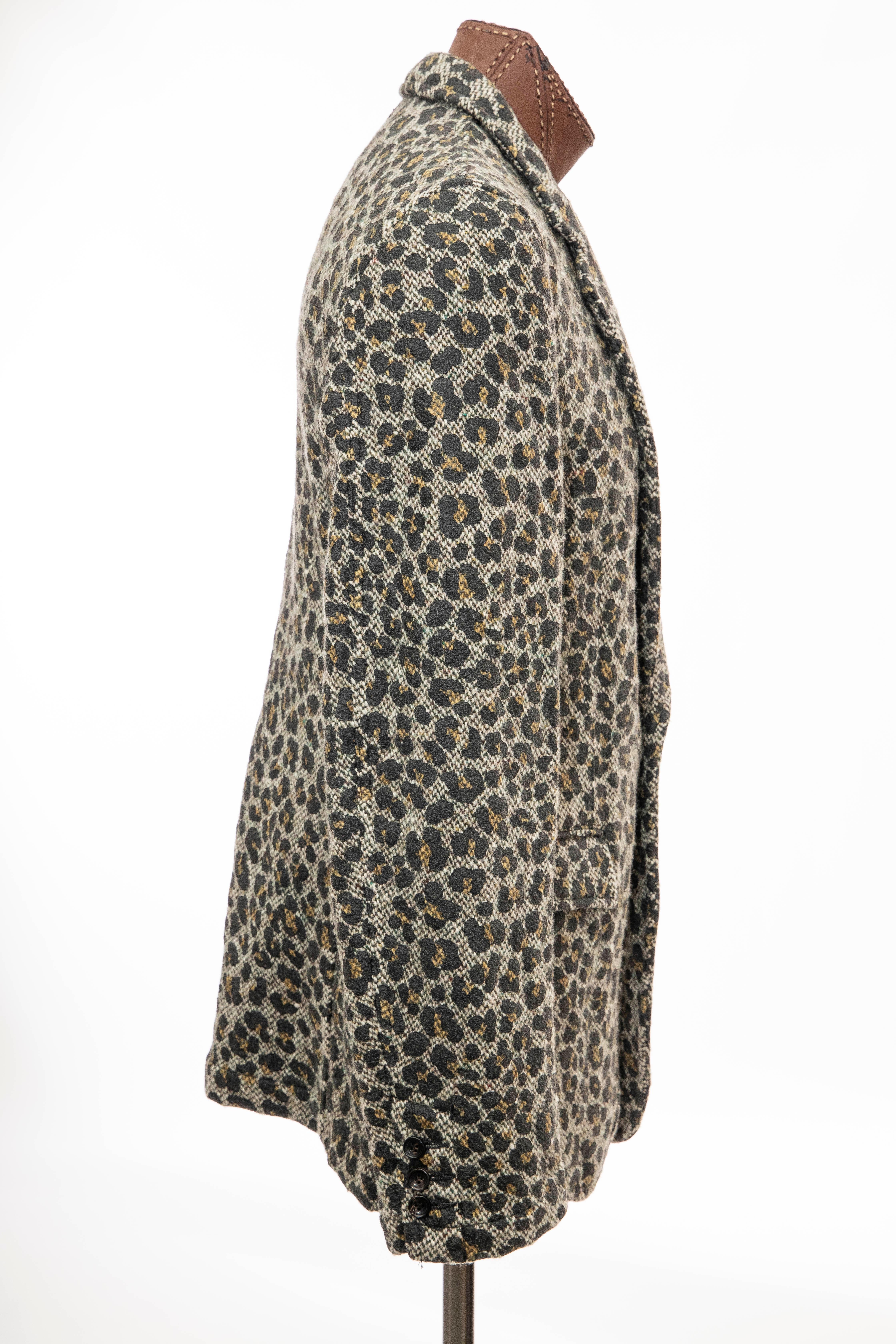 Comme des Garcons Homme Plus Wool Tweed Leopard Print Blazer, Fall 2009 (Schwarz) im Angebot