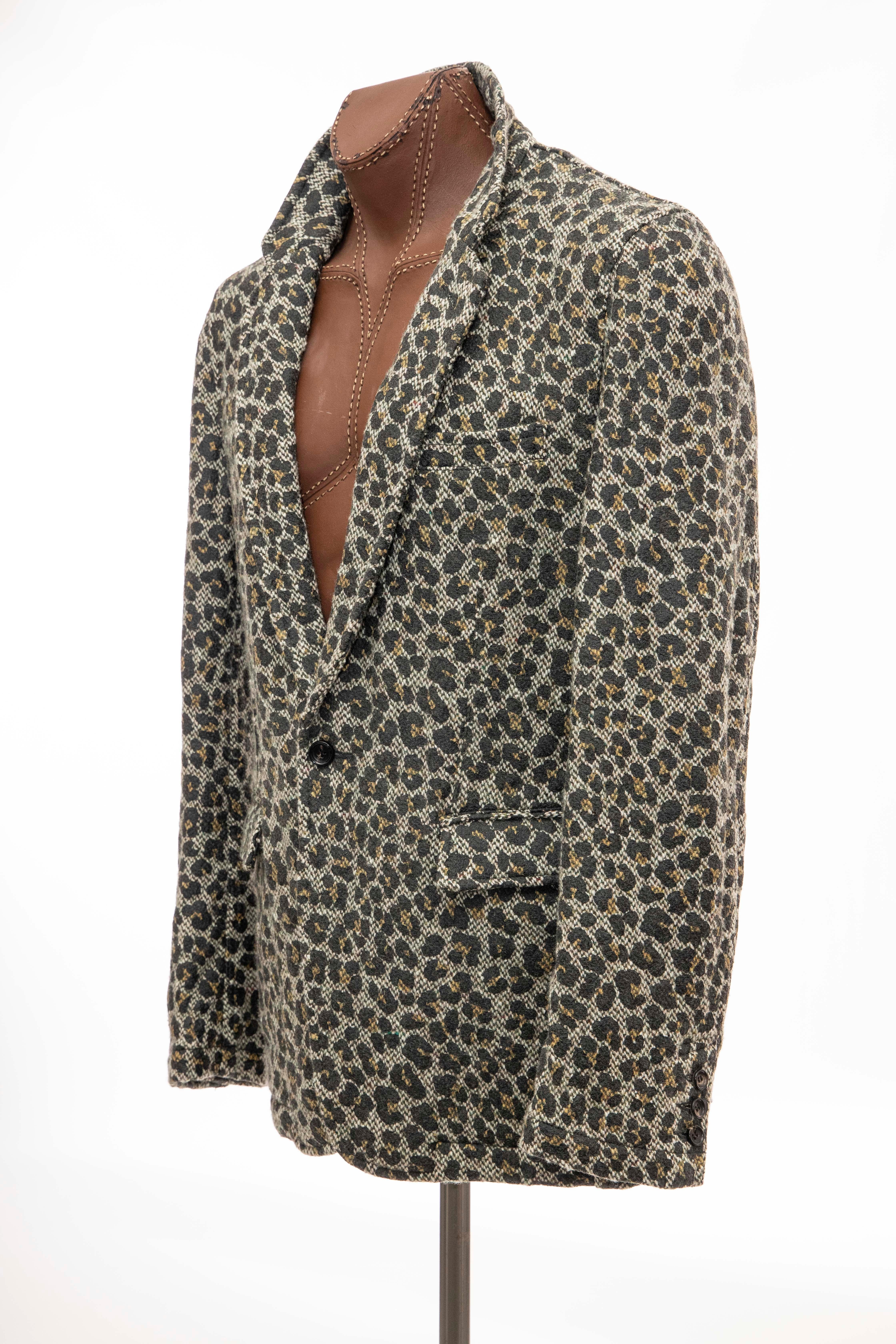 Men's Comme des Garcons Homme Plus Wool Tweed Leopard Print Blazer, Fall 2009 For Sale