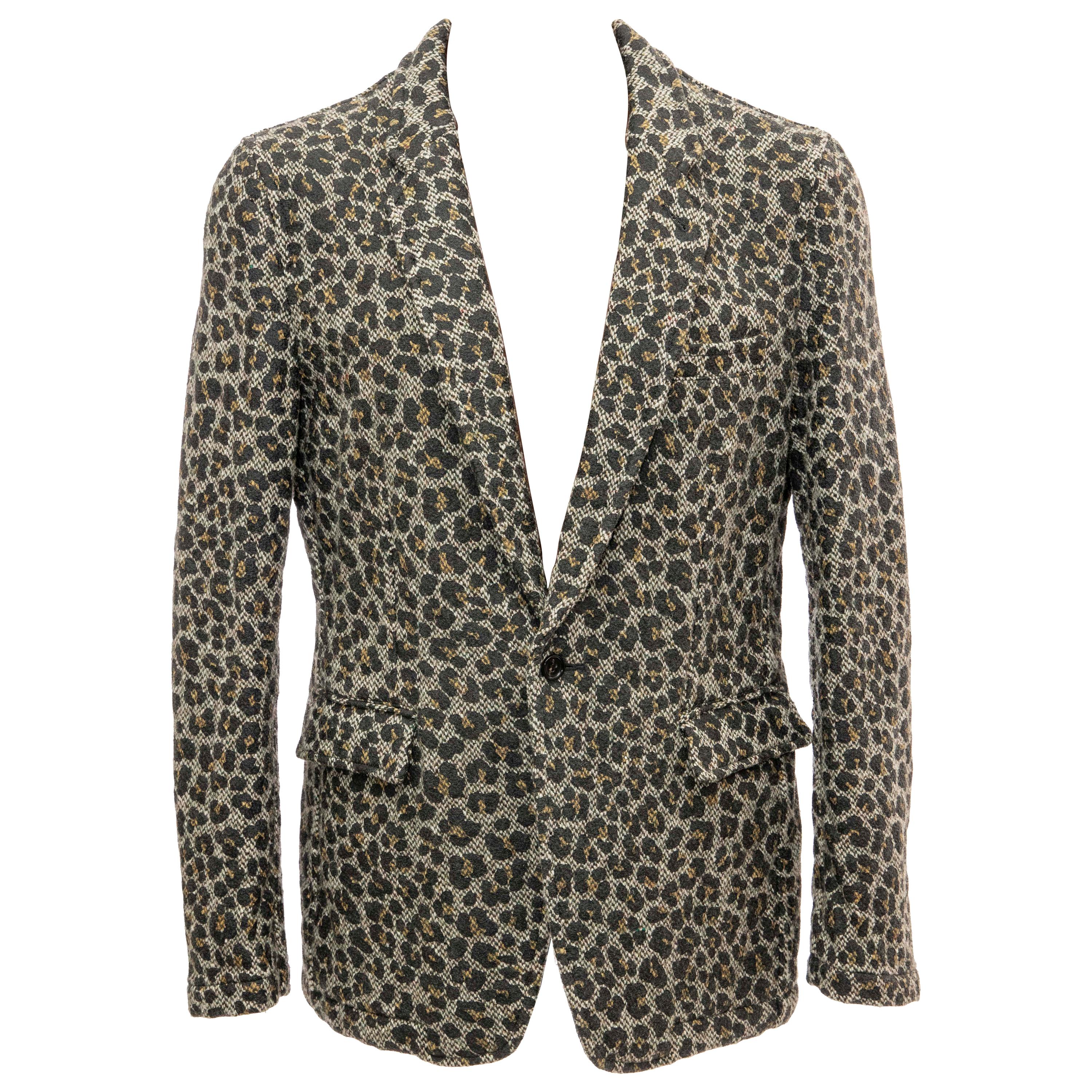 Comme des Garcons Homme Plus Wool Tweed Leopard Print Blazer, Fall 2009 For Sale