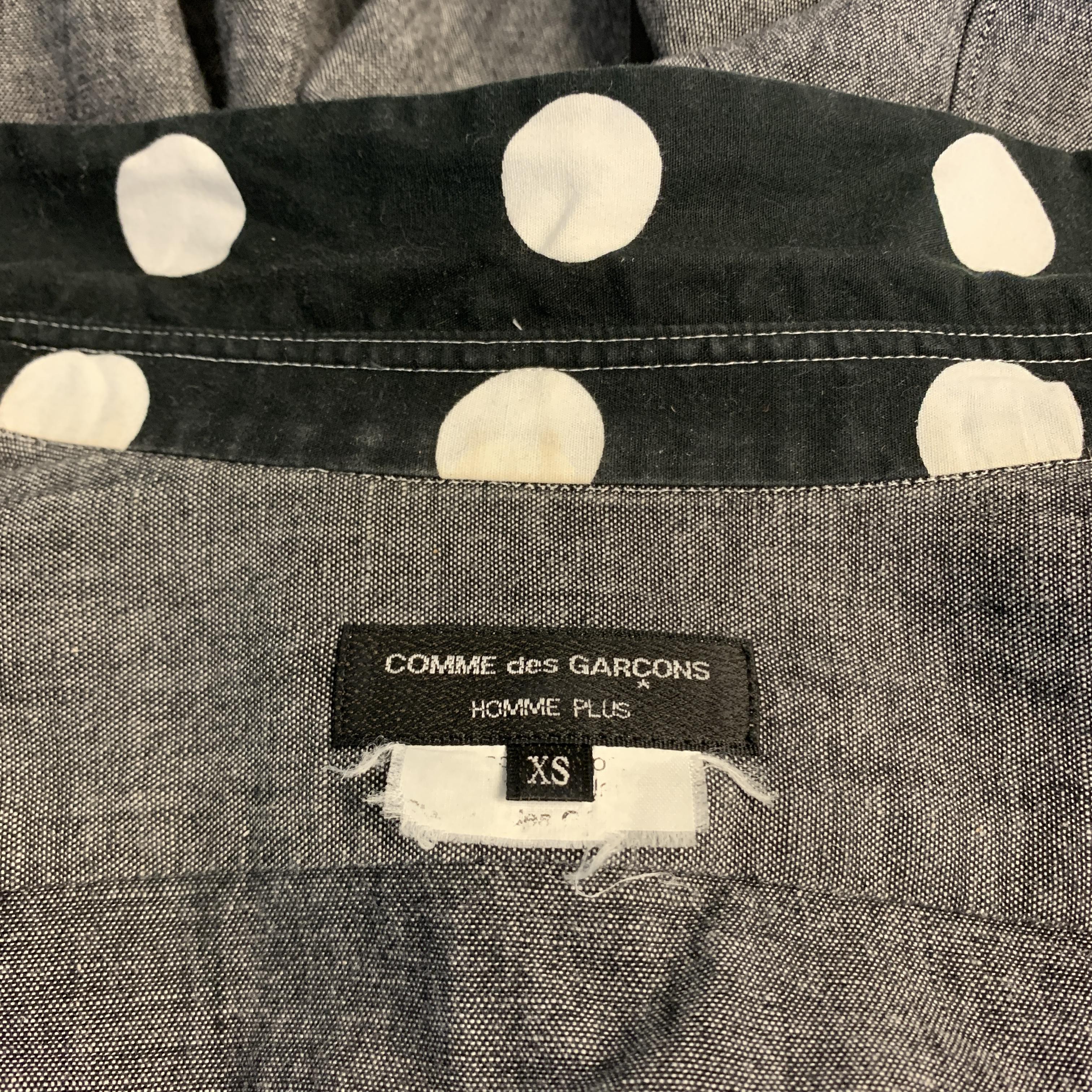 COMME des GARCONS HOMME PLUS XS Gray Cotton Polka Dots Trim Long Sleeve Shirt 4