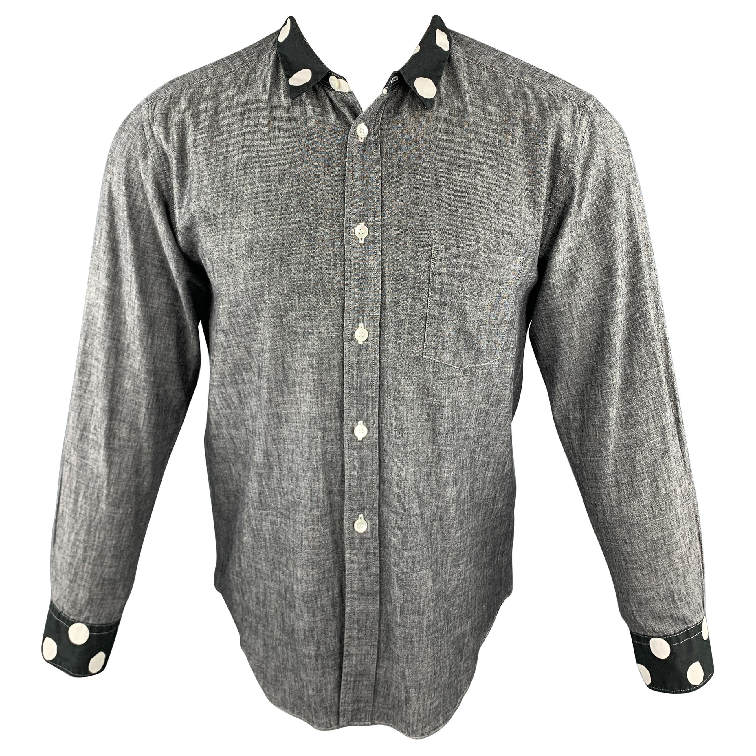 COMME des GARCONS HOMME PLUS XS Gray Cotton Polka Dots Trim Long Sleeve Shirt