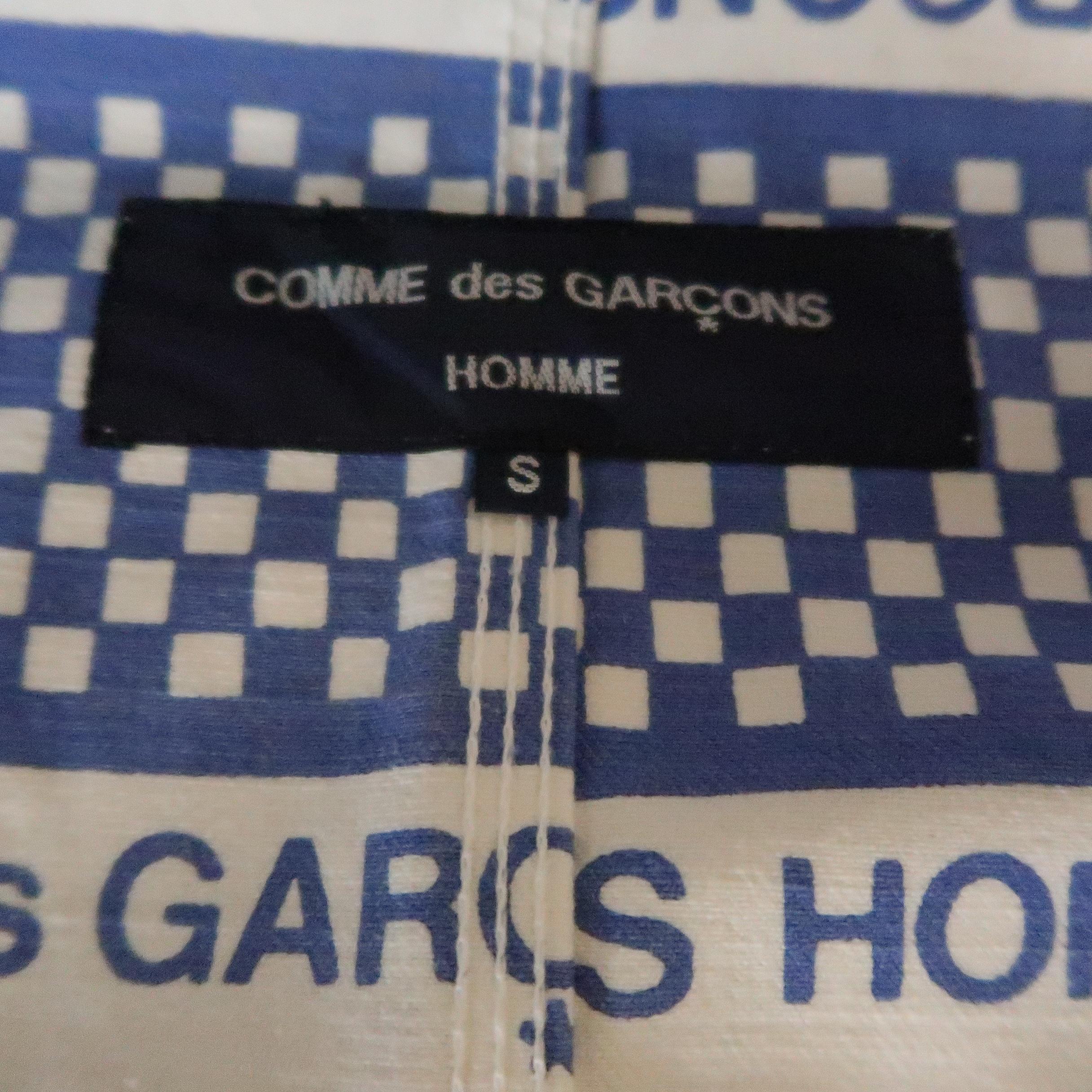 COMME des GARCONS Homme S White & Blue Checkerboard Logo 32 30 Suit AD2003 9
