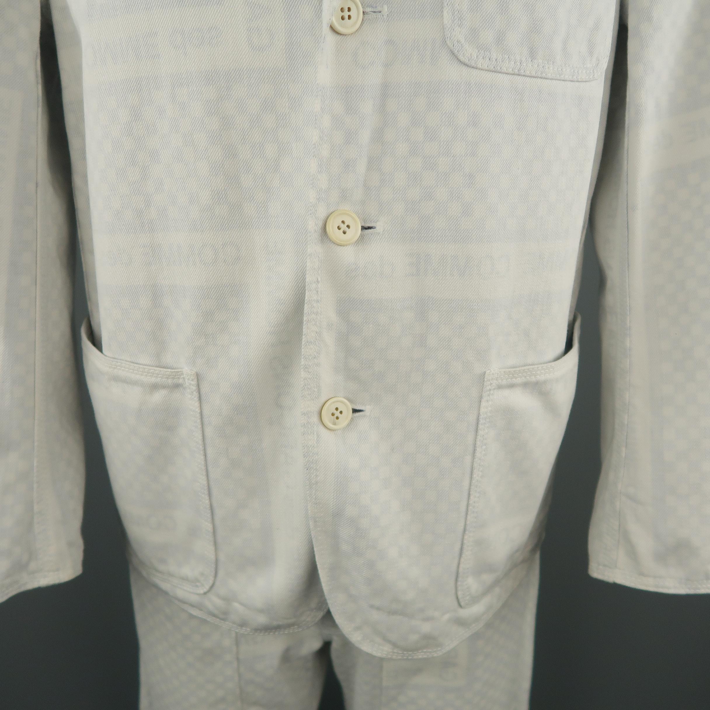 COMME des GARCONS Homme S White & Blue Checkerboard Logo 32 30 Suit AD2003 In Good Condition In San Francisco, CA