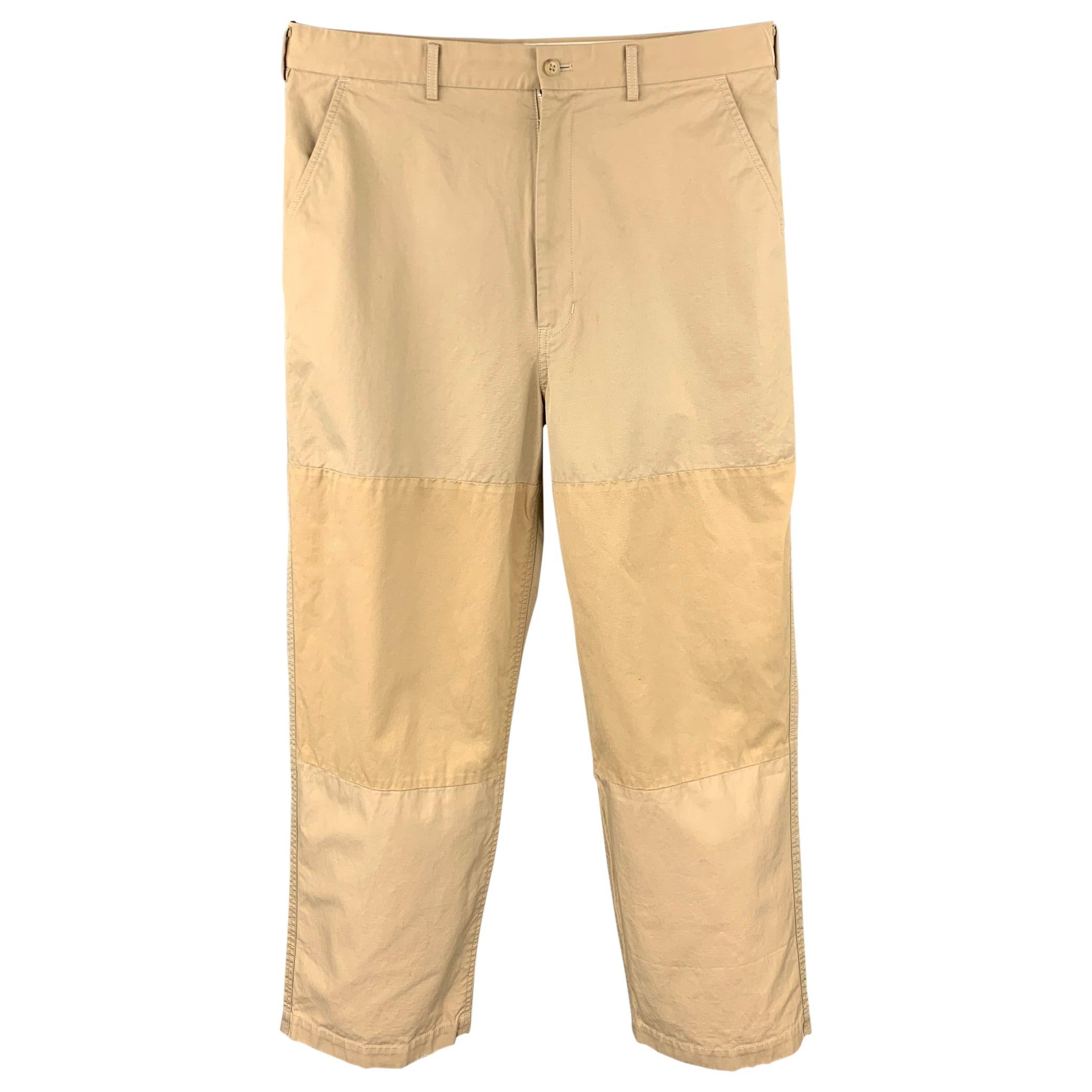 COMME des GARCONS HOMME Size L Khaki Patchwork Cotton Zip Fly Casual Pants