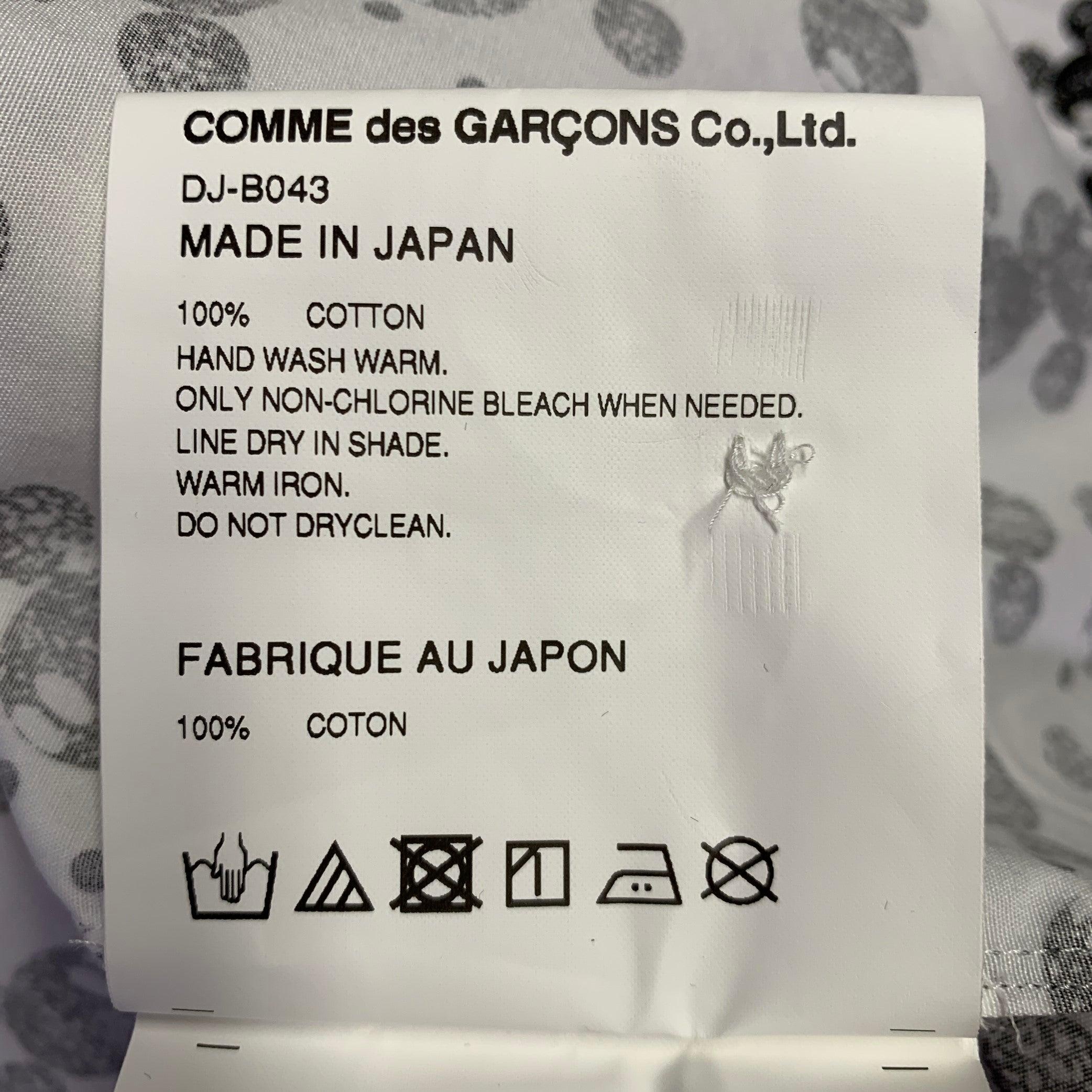 COMME des GARCONS HOMME Size L Mickey Mouse White Black Cotton Long Sleeve Shirt For Sale 1